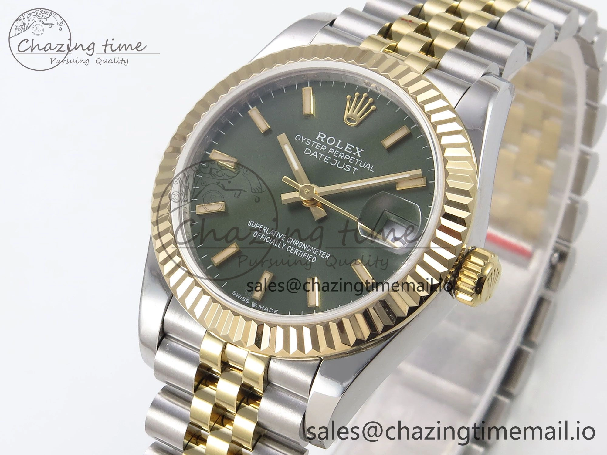 DateJust 31 278273 SS YG GMF 1:1 Best Edition 904L Steel Green Stick Dial on Jubilee Bracelet A2824