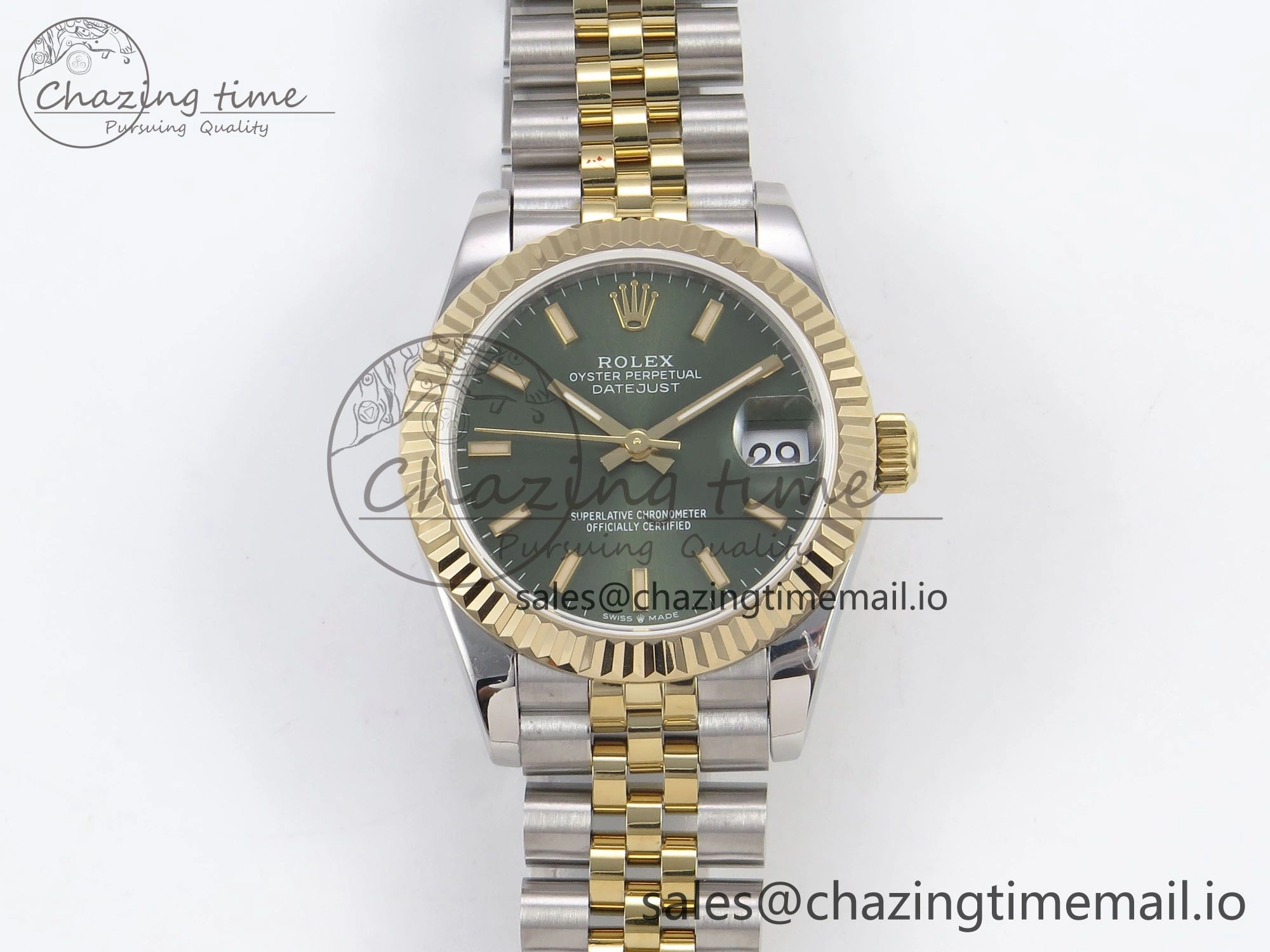 DateJust 31 278273 SS YG GMF 1:1 Best Edition 904L Steel Green Stick Dial on Jubilee Bracelet A2824