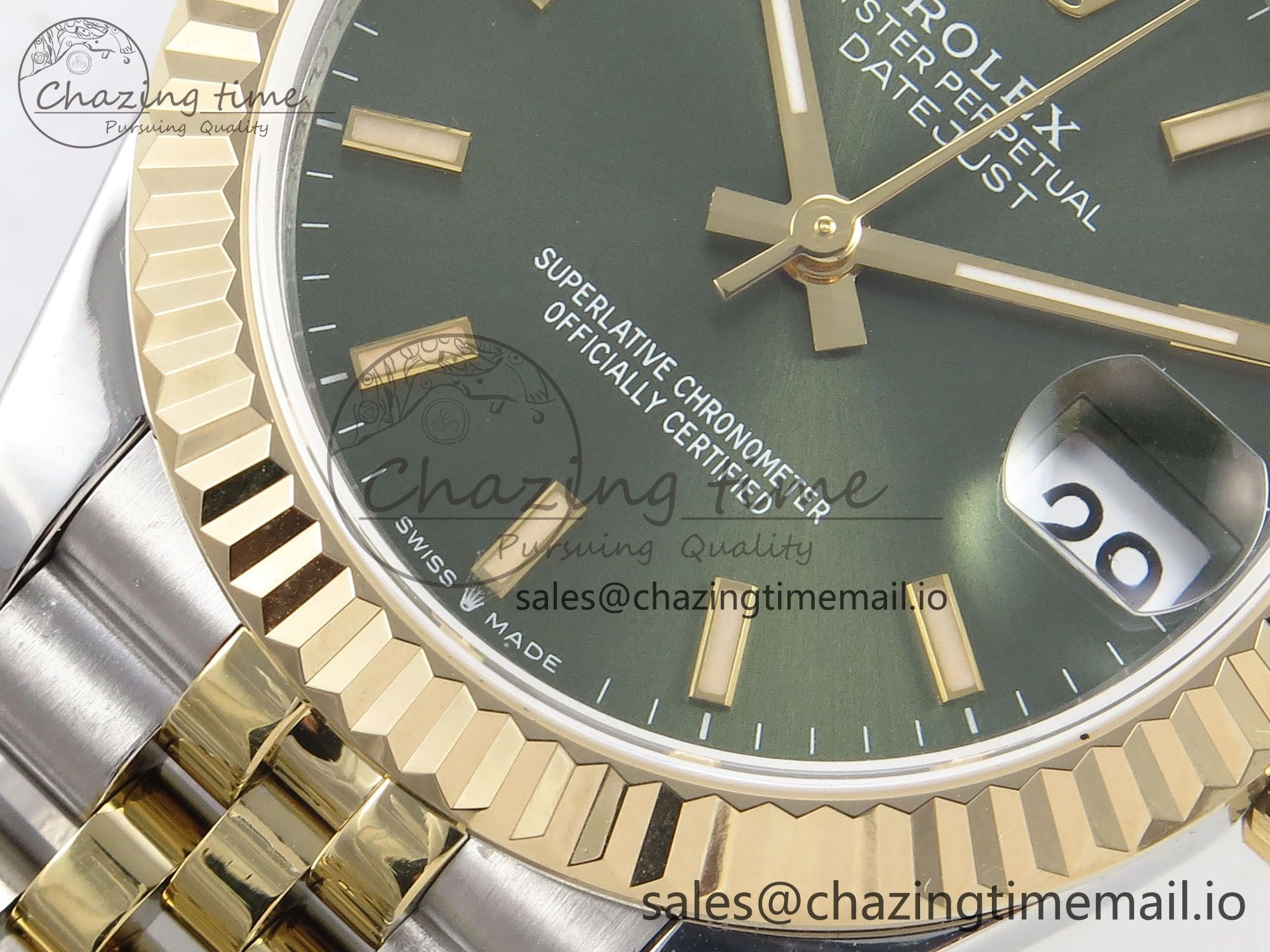 DateJust 31 278273 SS YG GMF 1:1 Best Edition 904L Steel Green Stick Dial on Jubilee Bracelet A2824