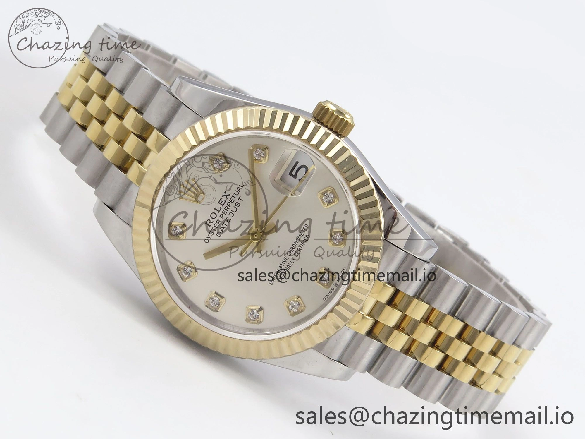 DateJust 31 278273 SS YG GMF 1:1 Best Edition 904L Steel Silver Diamonds Dial on Jubilee Bracelet A2824