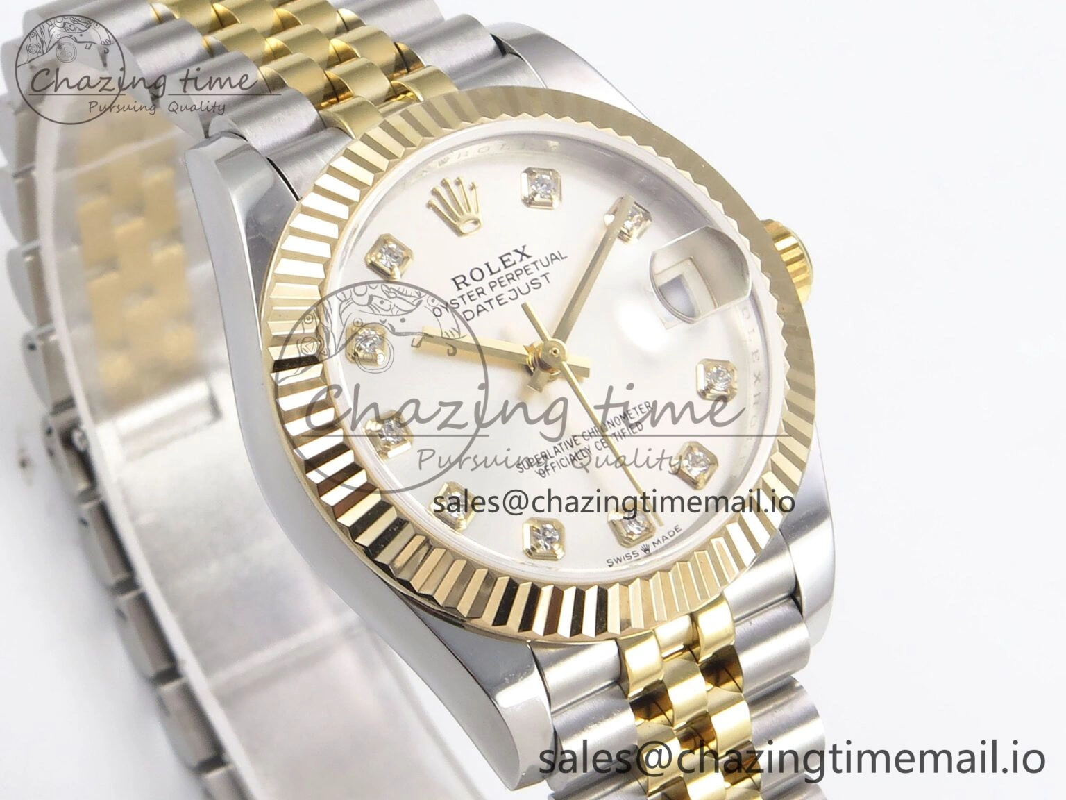 DateJust 31 278273 SS YG GMF 1:1 Best Edition 904L Steel Silver Diamonds Dial on Jubilee Bracelet A2824