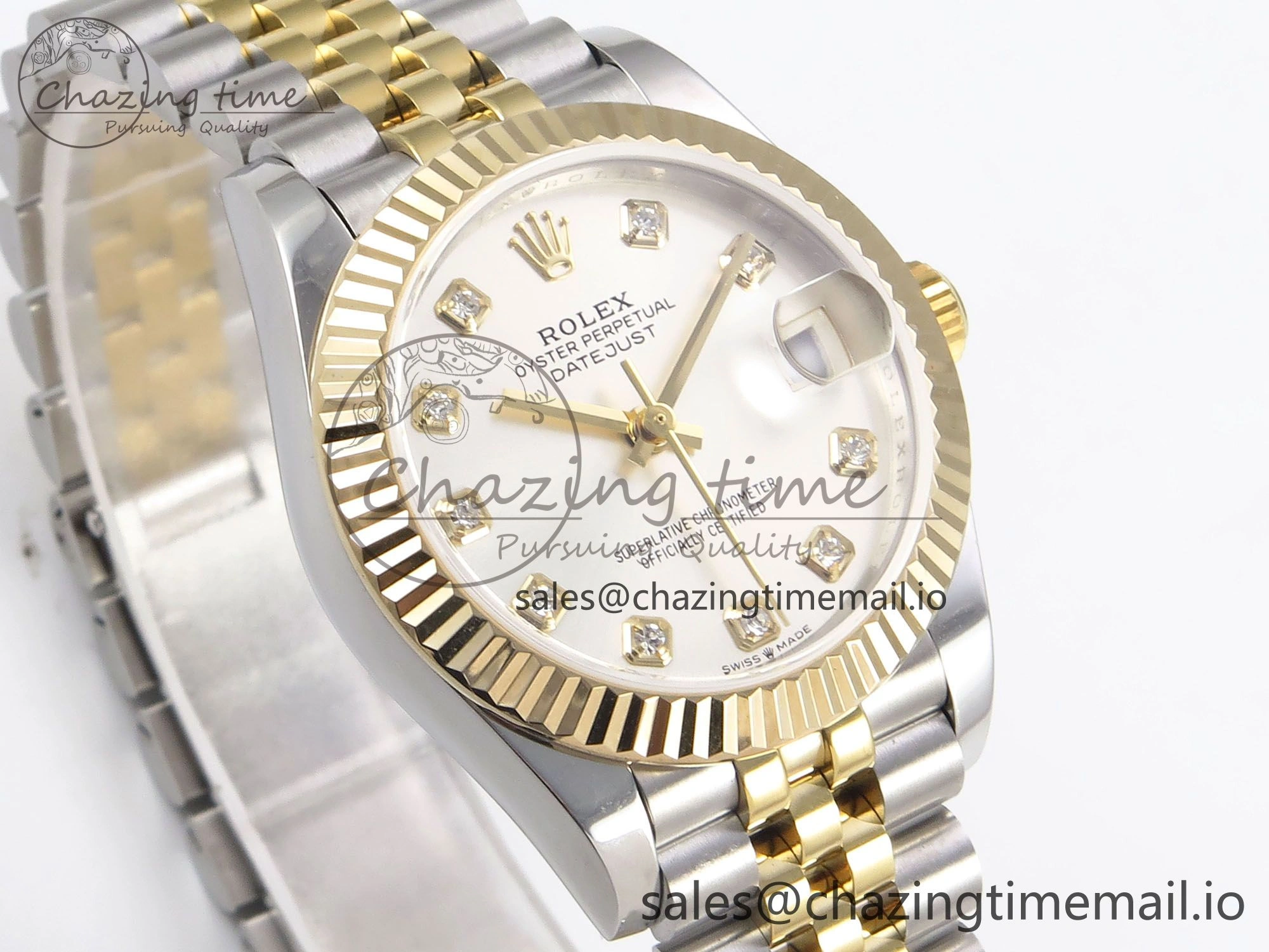 DateJust 31 278273 SS YG GMF 1:1 Best Edition 904L Steel Silver Diamonds Dial on Jubilee Bracelet A2824
