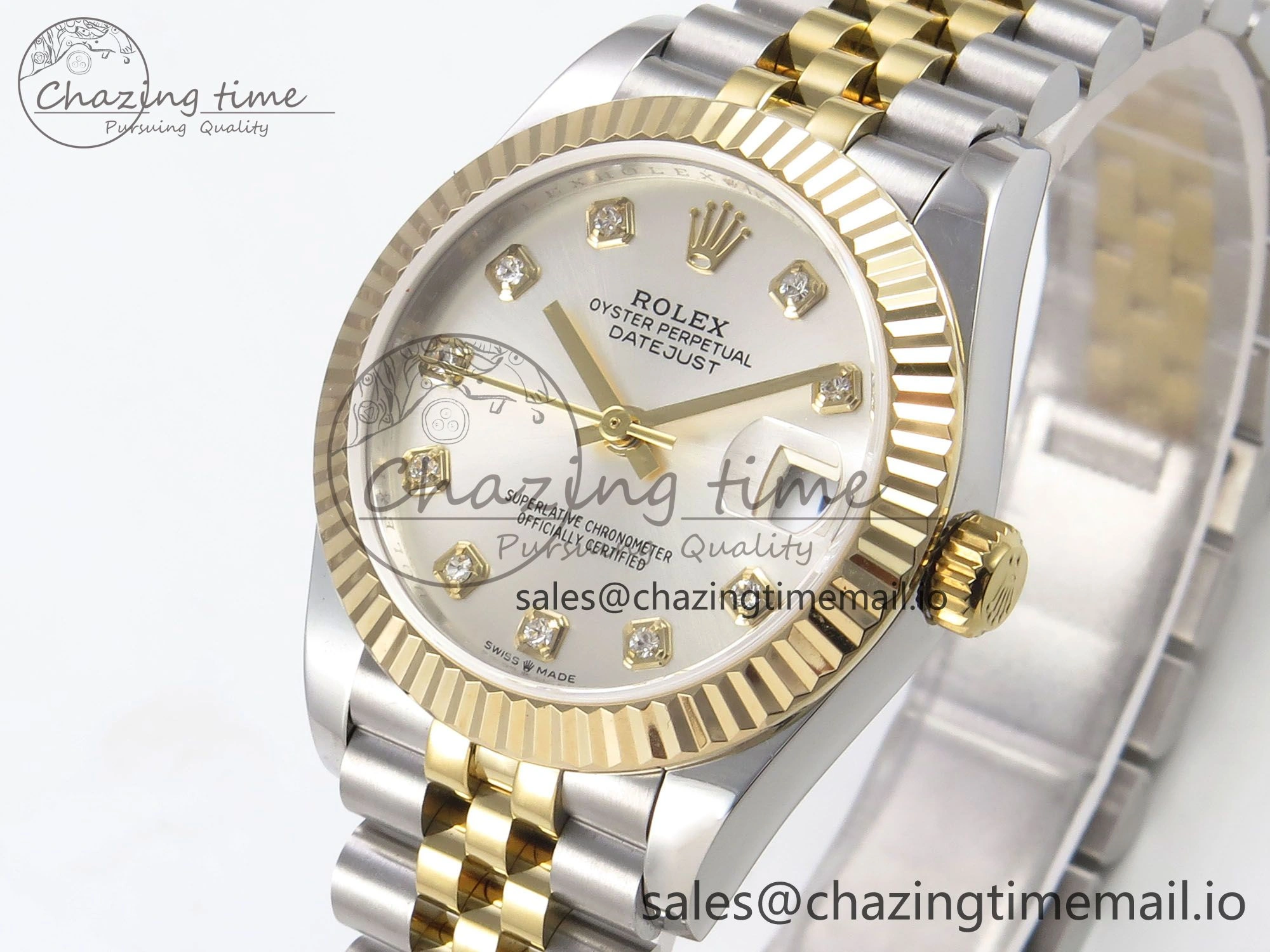 DateJust 31 278273 SS YG GMF 1:1 Best Edition 904L Steel Silver Diamonds Dial on Jubilee Bracelet A2824