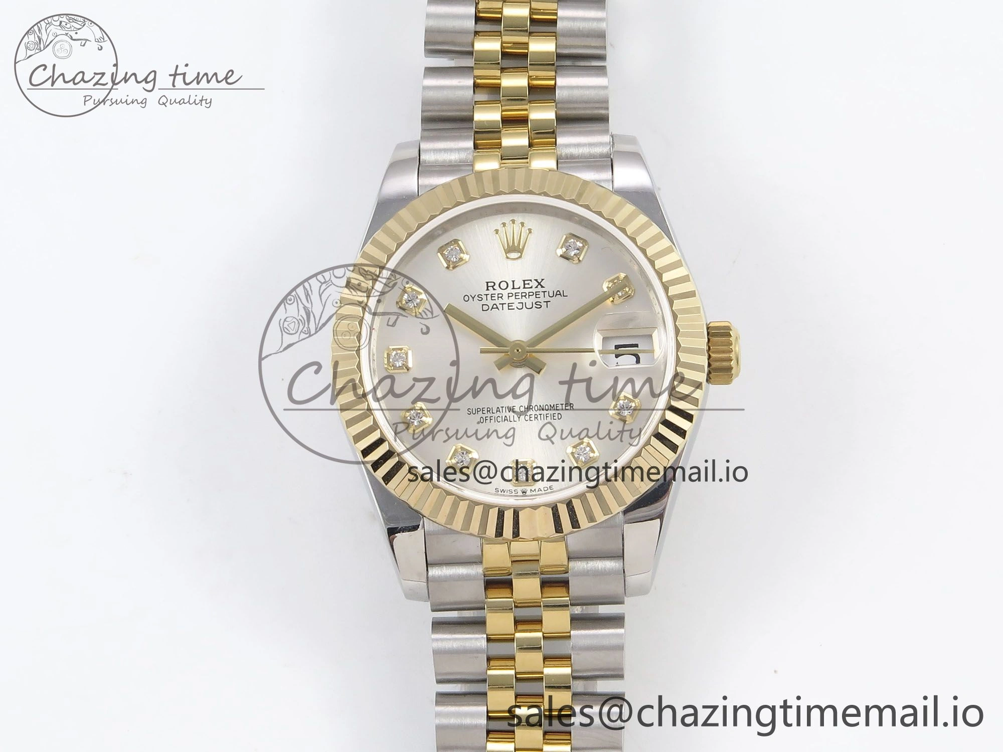 DateJust 31 278273 SS YG GMF 1:1 Best Edition 904L Steel Silver Diamonds Dial on Jubilee Bracelet A2824