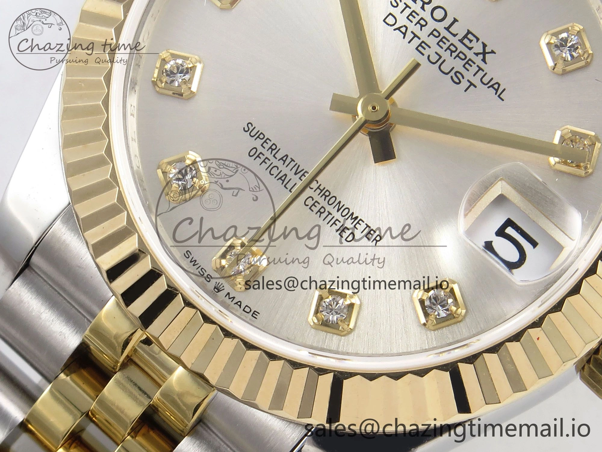 DateJust 31 278273 SS YG GMF 1:1 Best Edition 904L Steel Silver Diamonds Dial on Jubilee Bracelet A2824