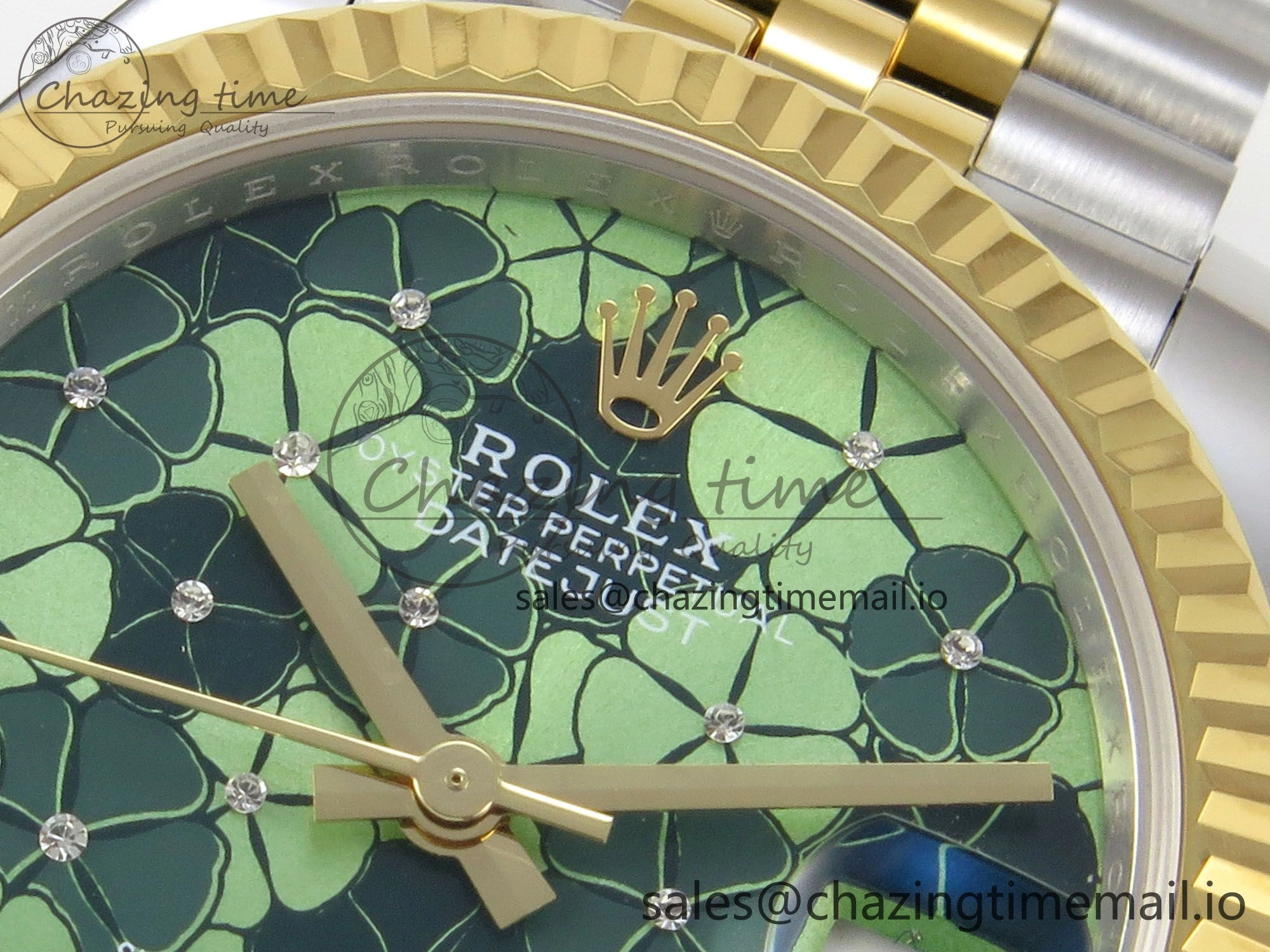 DateJust 31 278273 THBF 1:1 Best Edition 904L Steel Fluted Green Floral Dial Fluted Bezel on SS YG Jubilee Bracelet HZ Cal.2236