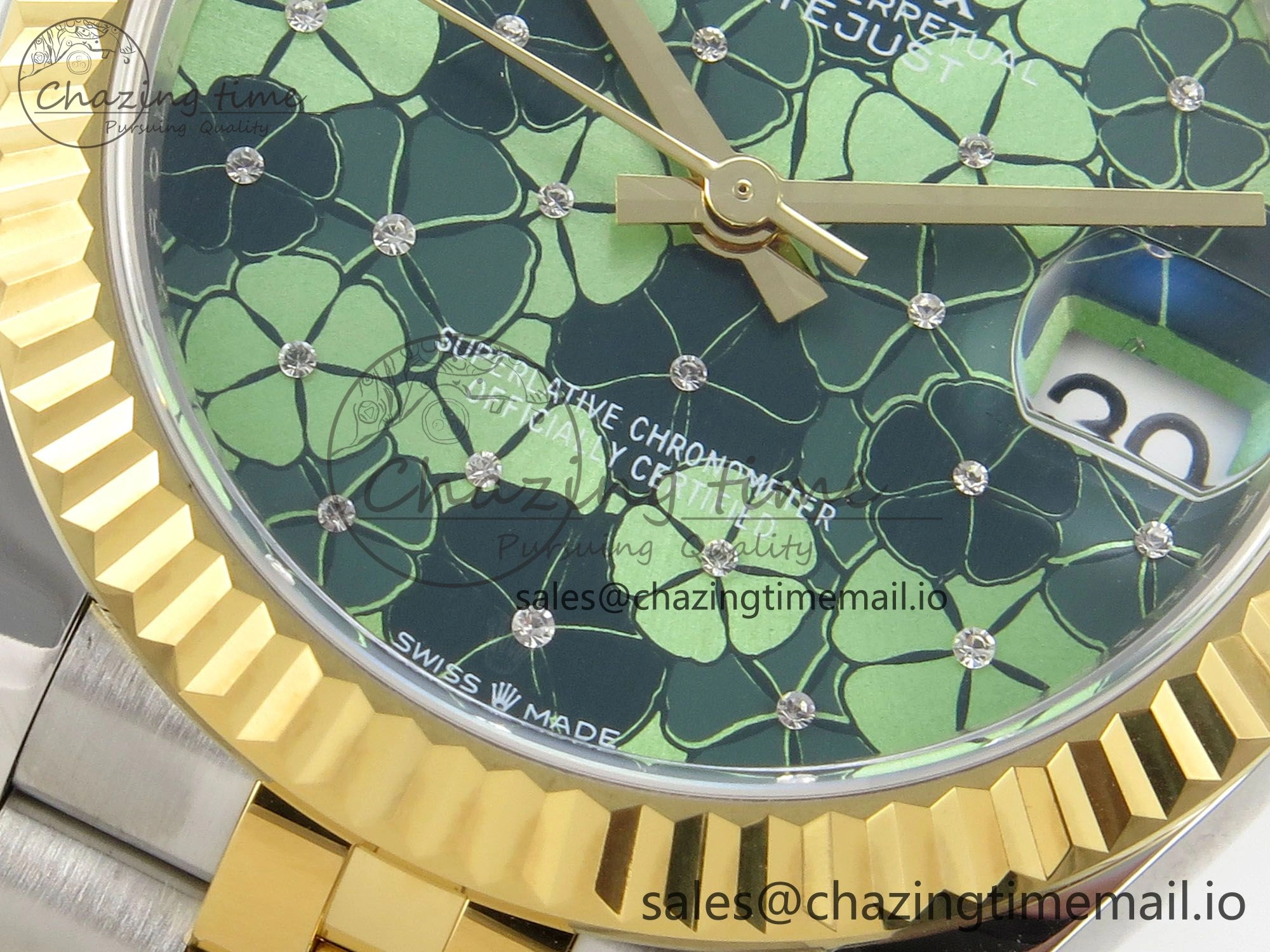 DateJust 31 278273 THBF 1:1 Best Edition 904L Steel Fluted Green Floral Dial Fluted Bezel on SS YG Jubilee Bracelet HZ Cal.2236