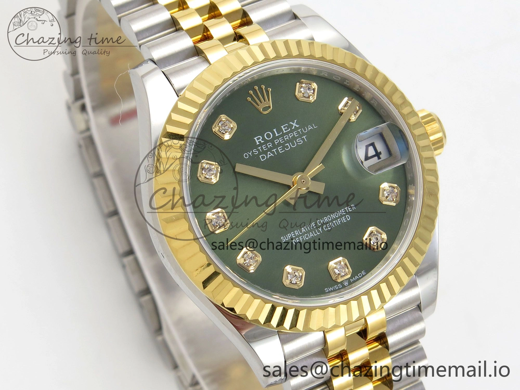 DateJust 31 278273 THBF 1:1 Best Edition 904L Steel Green Diamonds Dial Diamonds Bezel on SS YG Jubilee Bracelet HZ Cal.2236