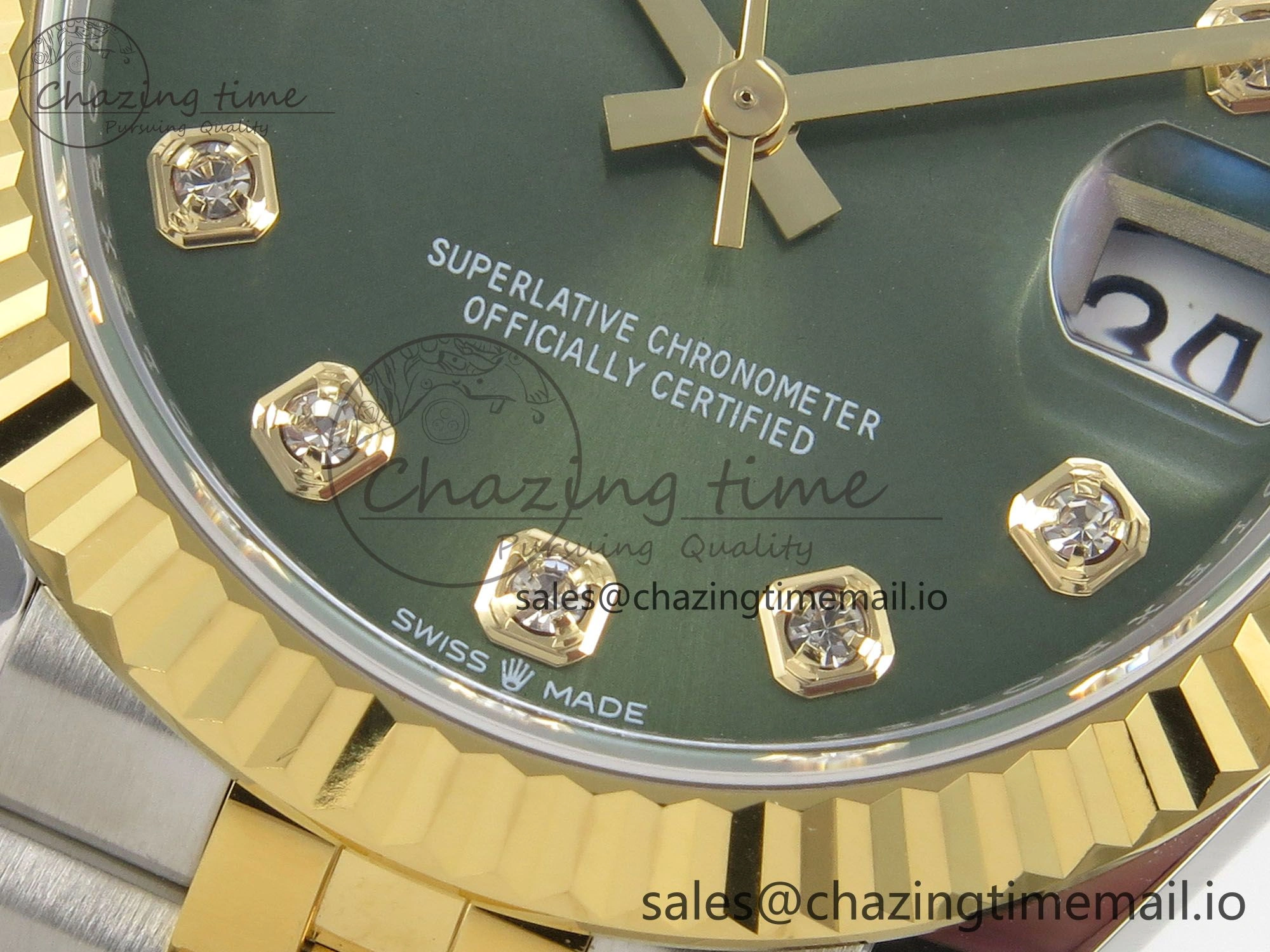 DateJust 31 278273 THBF 1:1 Best Edition 904L Steel Green Diamonds Dial Diamonds Bezel on SS YG Jubilee Bracelet HZ Cal.2236
