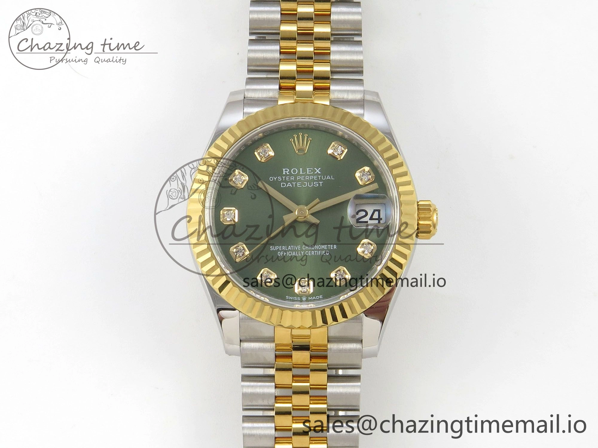 DateJust 31 278273 THBF 1:1 Best Edition 904L Steel Green Diamonds Dial Diamonds Bezel on SS YG Jubilee Bracelet HZ Cal.2236