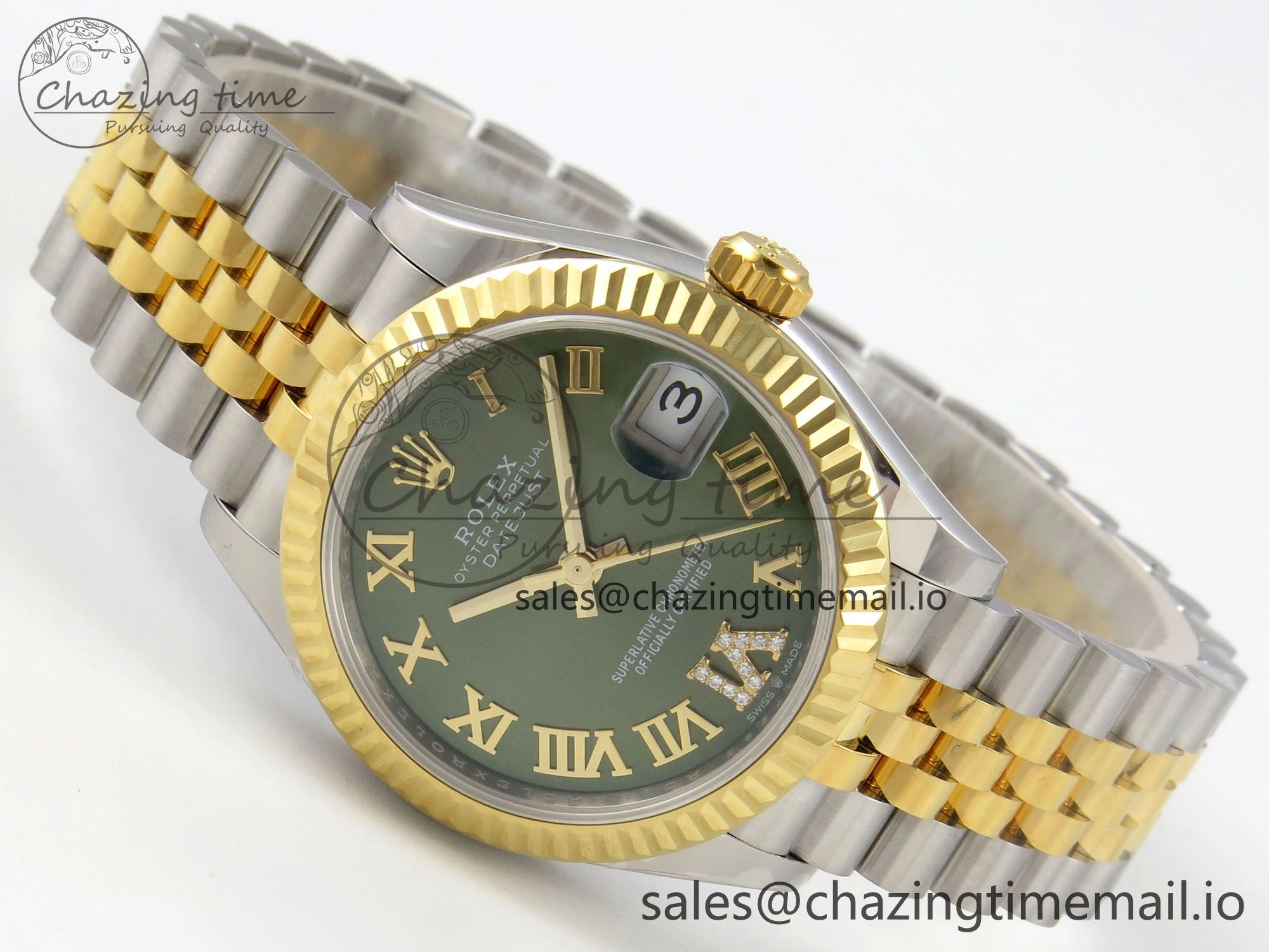 DateJust 31 278273 THBF 1:1 Best Edition 904L Steel Green Roman Dial Fluted Bezel on SS YG Jubilee Bracelet HZ Cal.2236