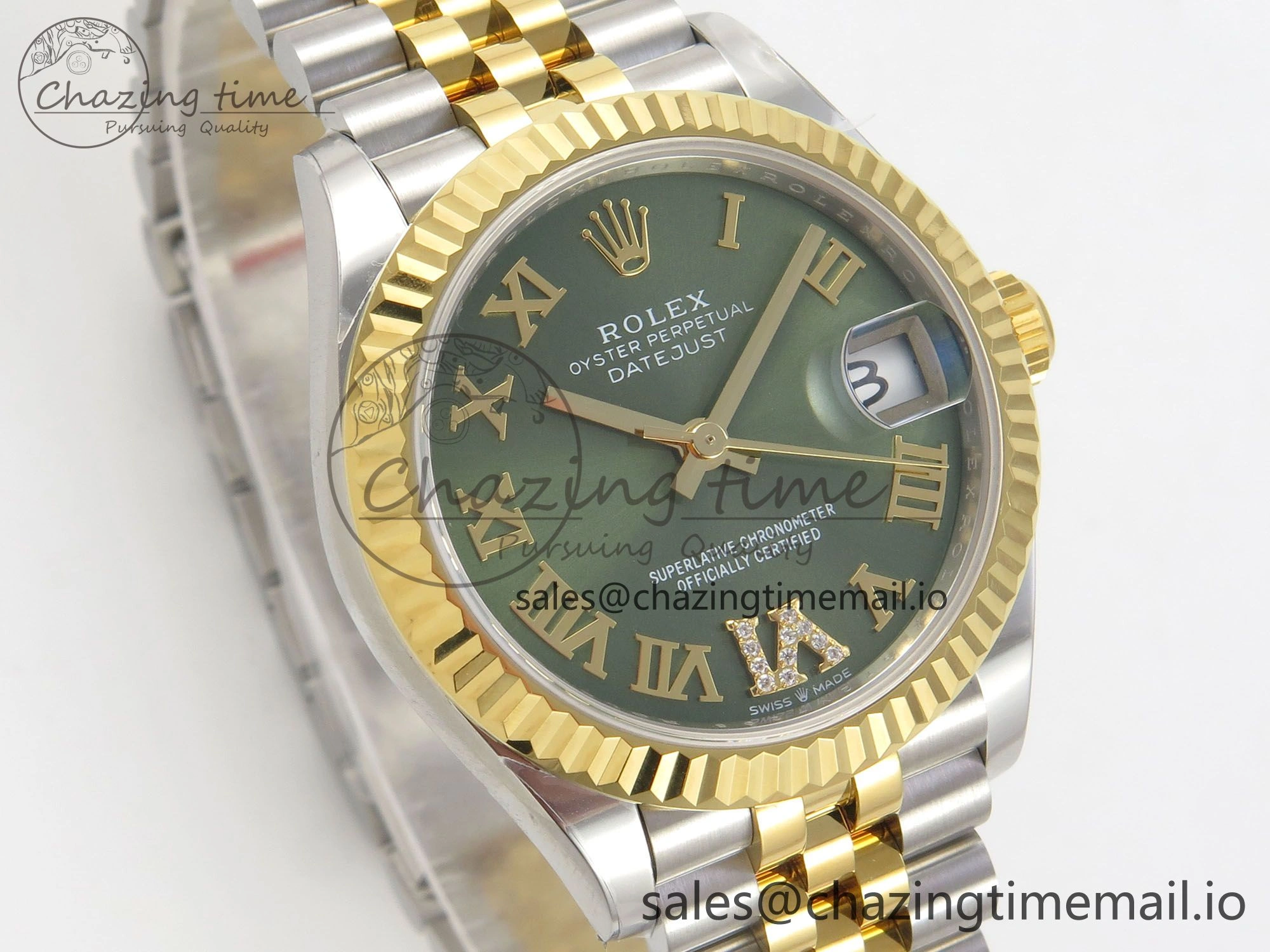 DateJust 31 278273 THBF 1:1 Best Edition 904L Steel Green Roman Dial Fluted Bezel on SS YG Jubilee Bracelet HZ Cal.2236