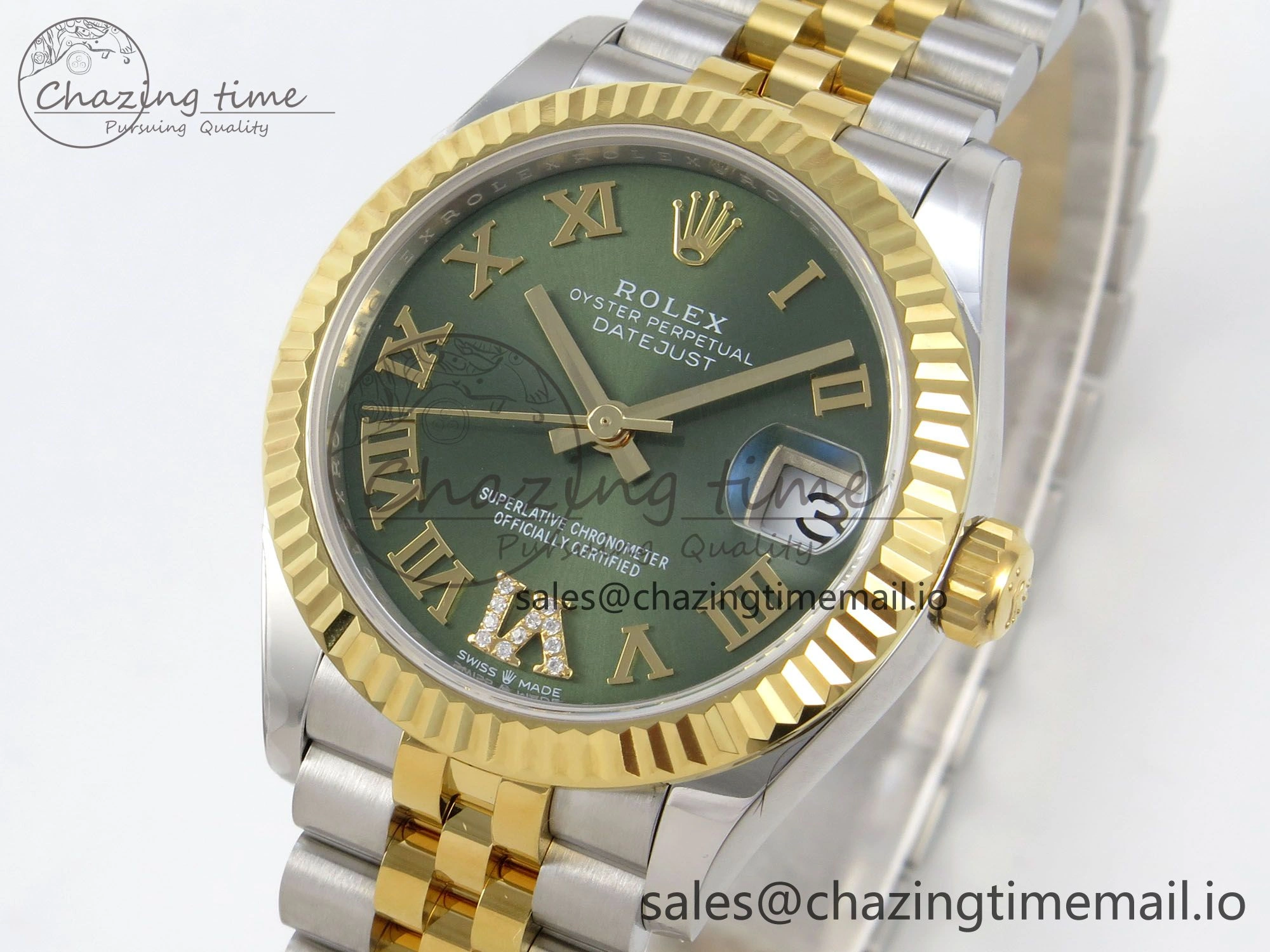 DateJust 31 278273 THBF 1:1 Best Edition 904L Steel Green Roman Dial Fluted Bezel on SS YG Jubilee Bracelet HZ Cal.2236