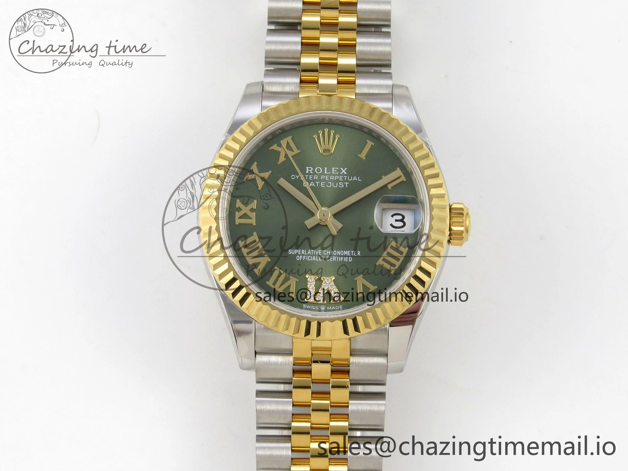 DateJust 31 278273 THBF 1:1 Best Edition 904L Steel Green Roman Dial Fluted Bezel on SS YG Jubilee Bracelet HZ Cal.2236