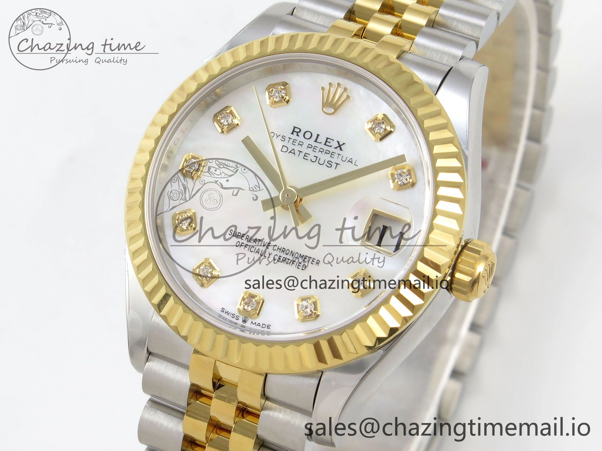 DateJust 31 278273 THBF 1:1 Best Edition 904L Steel White Diamonds Dial on SS YG Jubilee Bracelet HZ Cal.2236