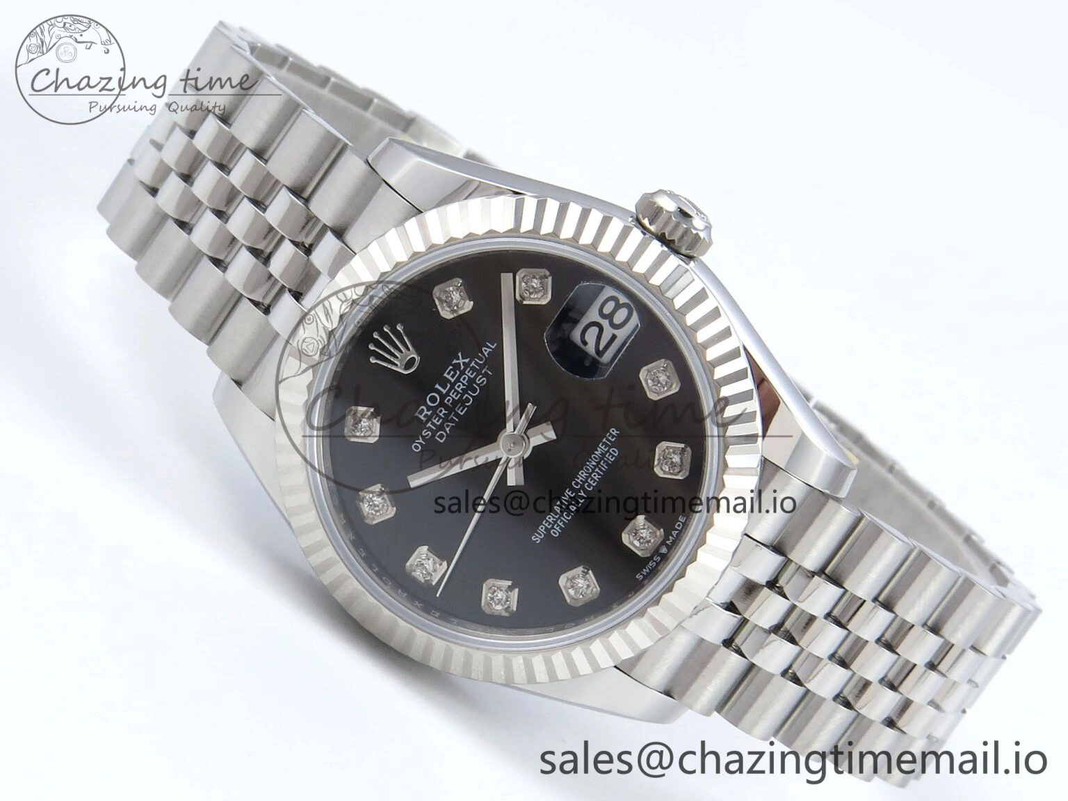 DateJust 31 278274 ARF 1:1 Best Edition 904L Steel Black Diamonds Dial on SS Jubilee Bracelet ETA 2688