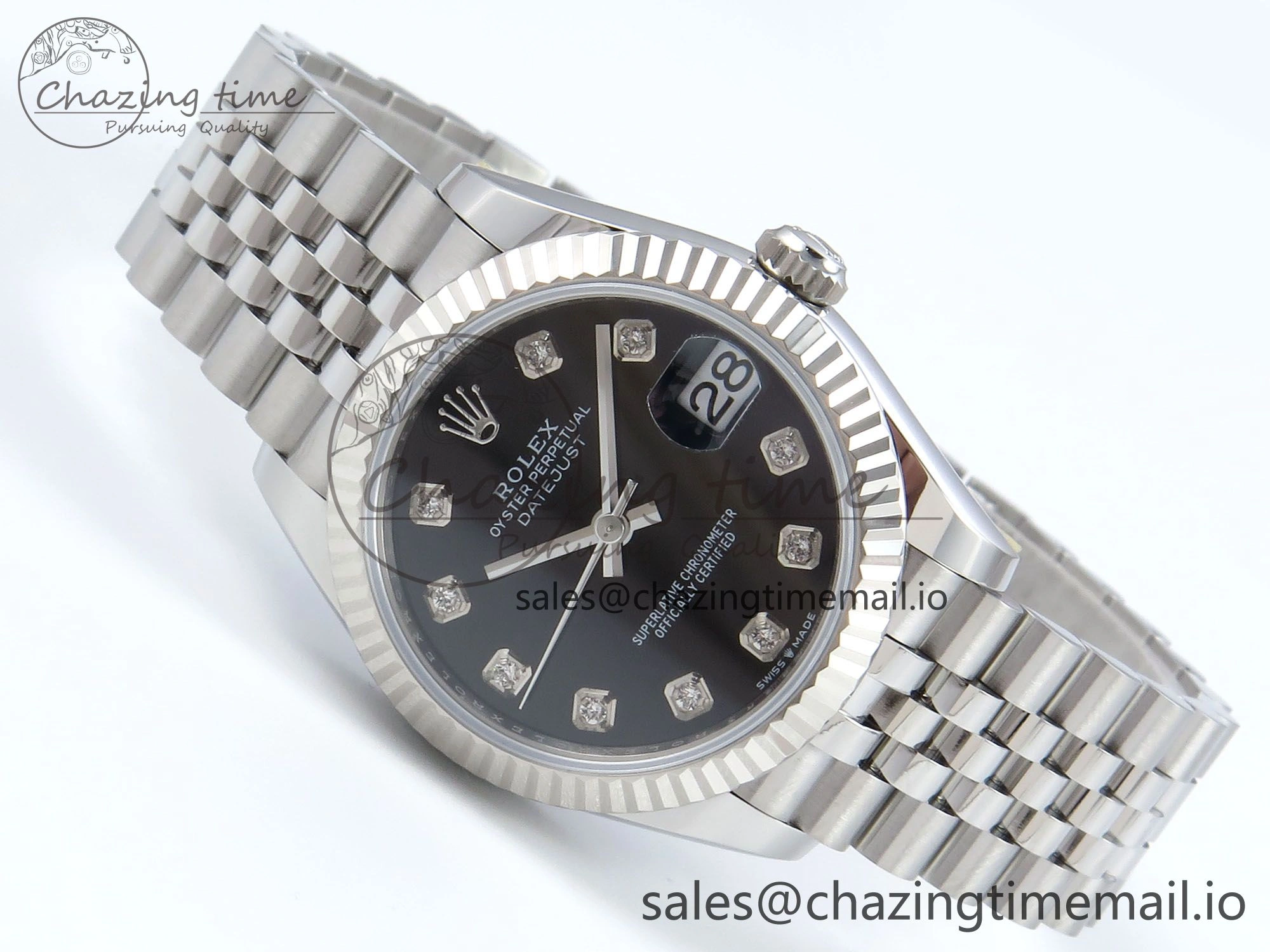 DateJust 31 278274 ARF 1:1 Best Edition 904L Steel Black Diamonds Dial on SS Jubilee Bracelet ETA 2688