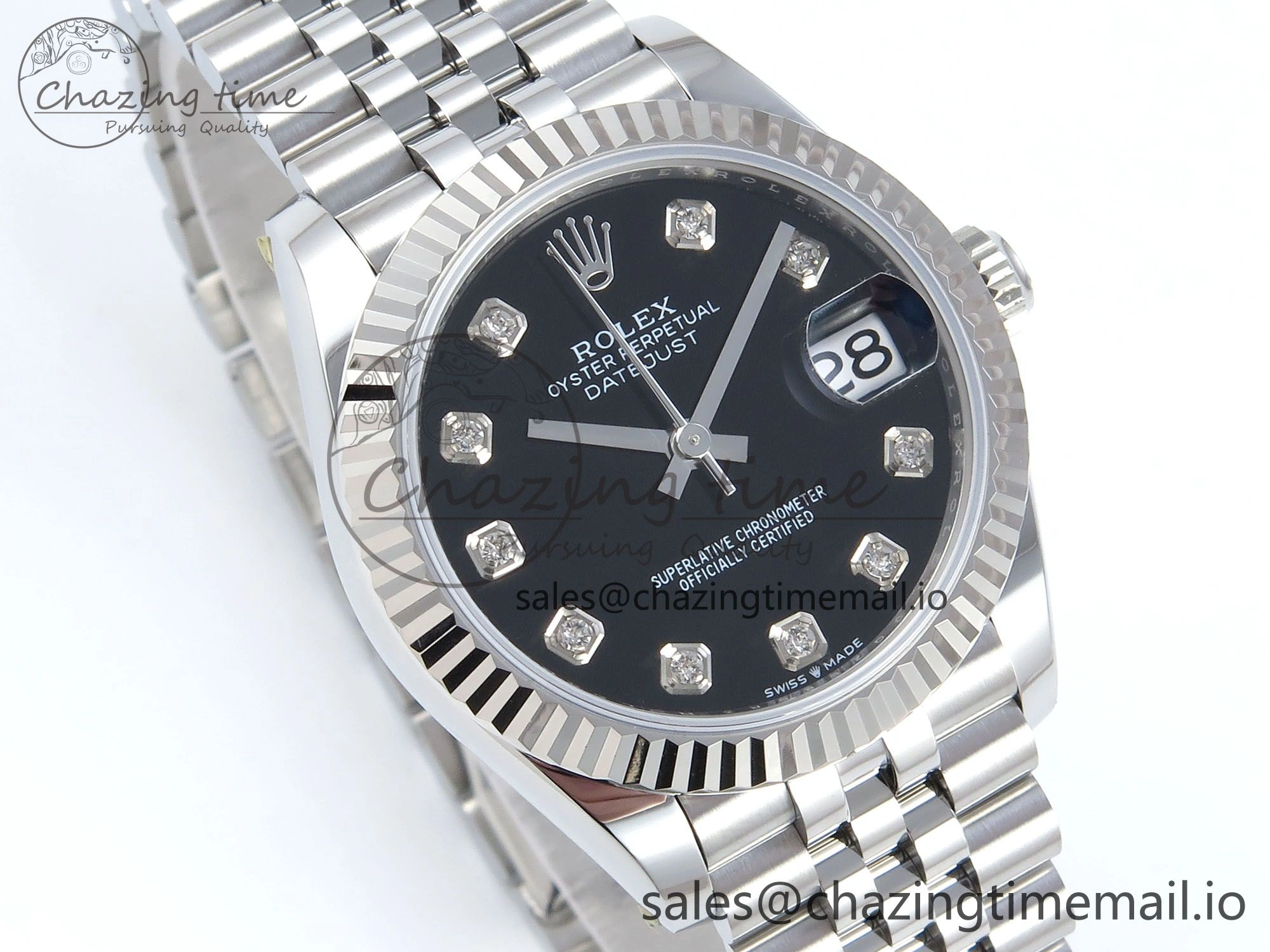 DateJust 31 278274 ARF 1:1 Best Edition 904L Steel Black Diamonds Dial on SS Jubilee Bracelet ETA 2688