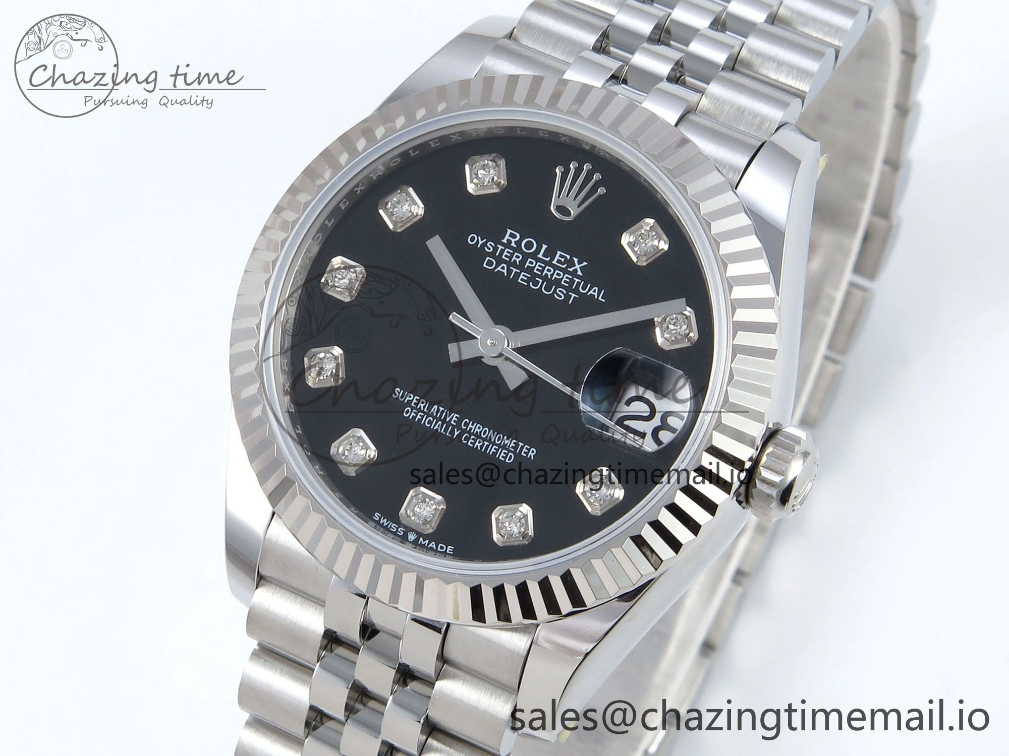 DateJust 31 278274 ARF 1:1 Best Edition 904L Steel Black Diamonds Dial on SS Jubilee Bracelet ETA 2688