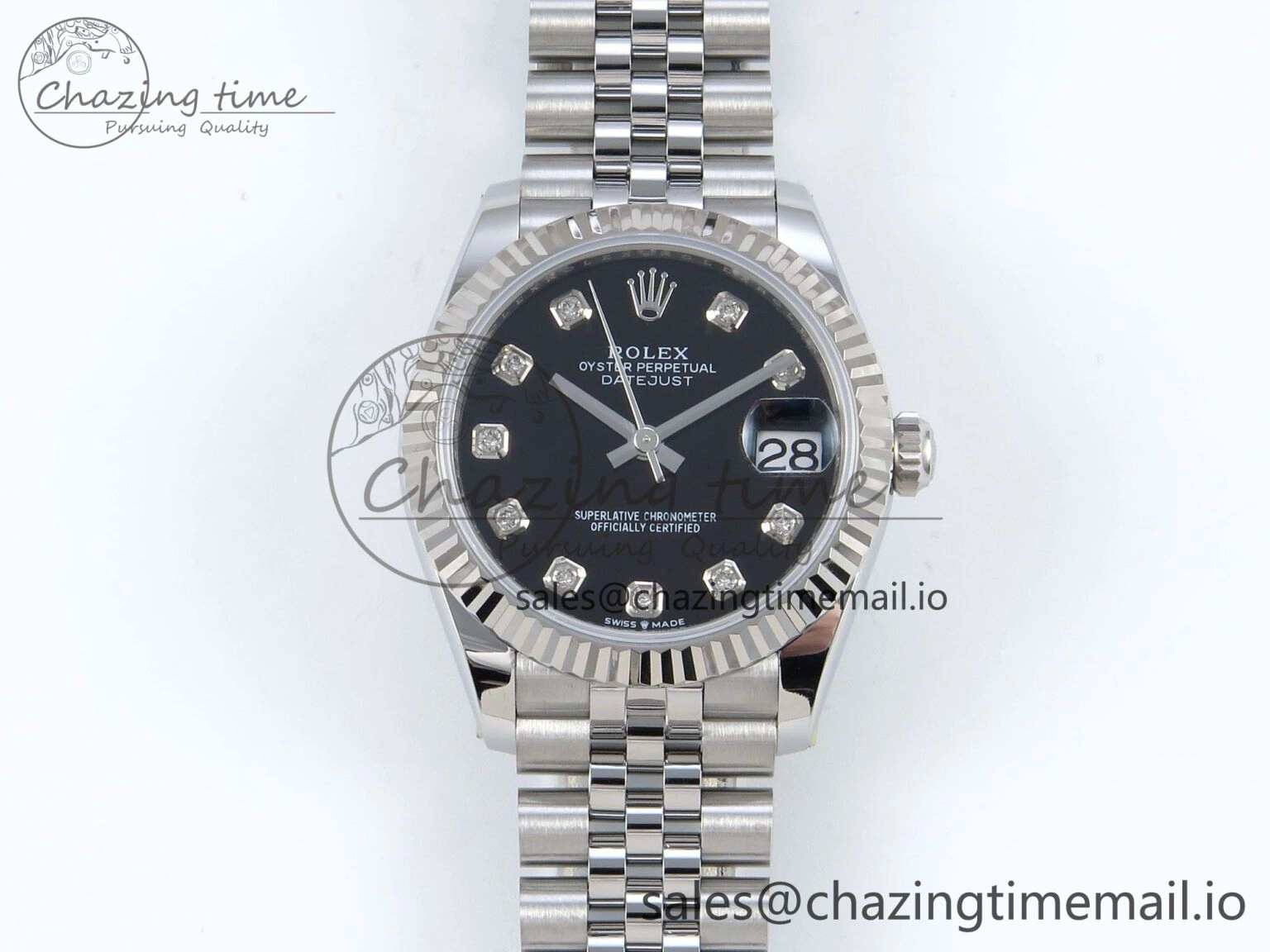 DateJust 31 278274 ARF 1:1 Best Edition 904L Steel Black Diamonds Dial on SS Jubilee Bracelet ETA 2688