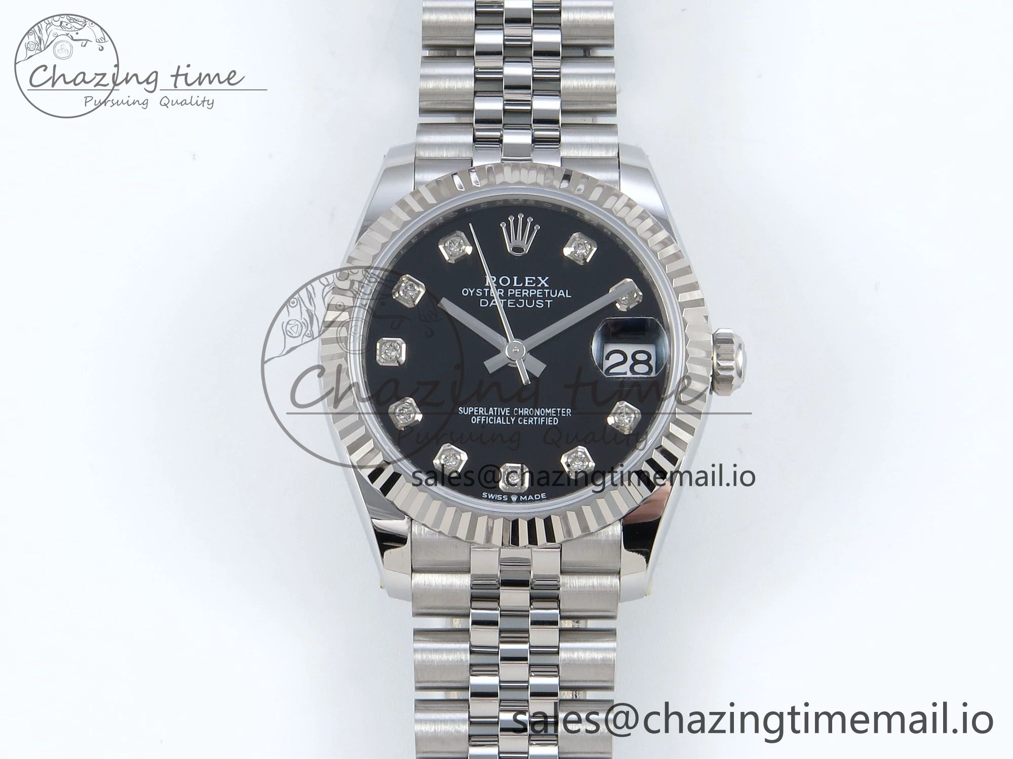 DateJust 31 278274 ARF 1:1 Best Edition 904L Steel Black Diamonds Dial on SS Jubilee Bracelet ETA 2688
