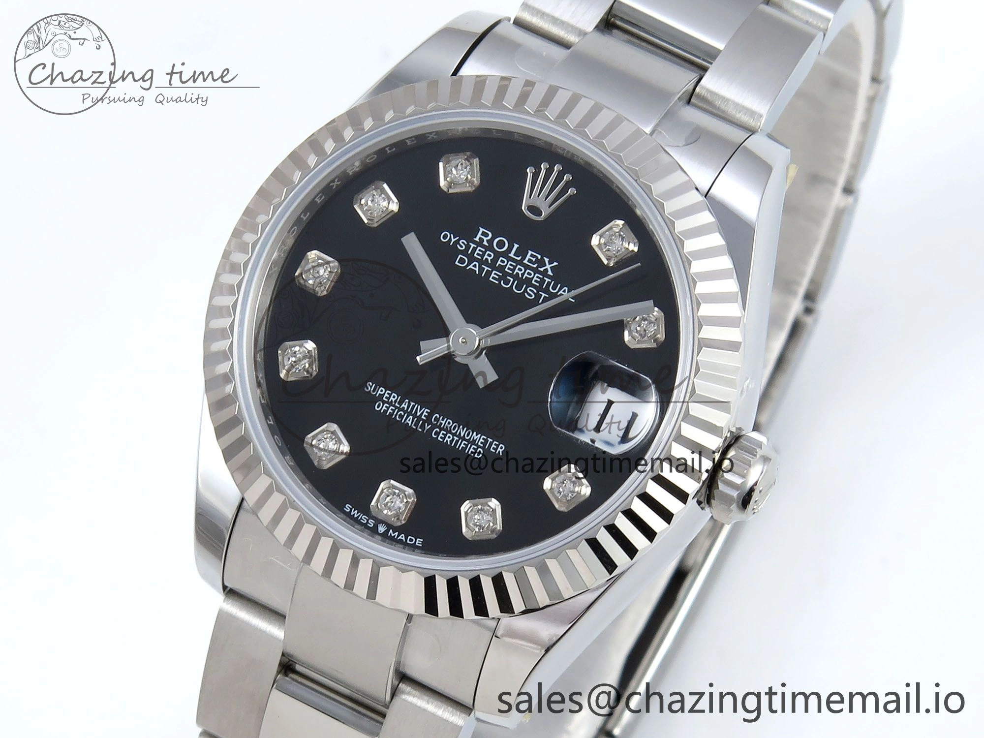DateJust 31 278274 ARF 1:1 Best Edition 904L Steel Black Diamonds Dial on SS Oyster Bracelet ETA 2688