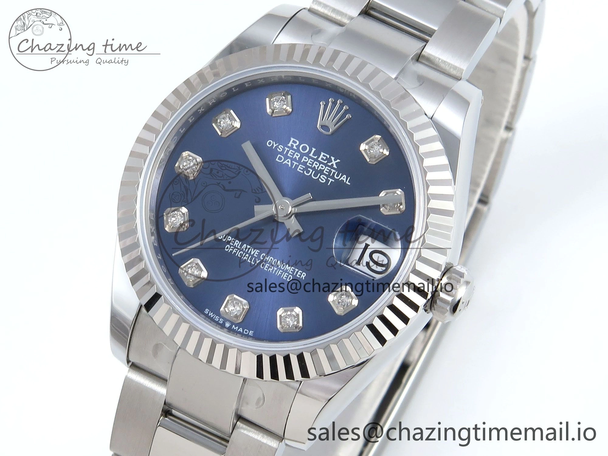 DateJust 31 278274 ARF 1:1 Best Edition 904L Steel Blue Diamonds Dial on SS Oyster Bracelet ETA 2688
