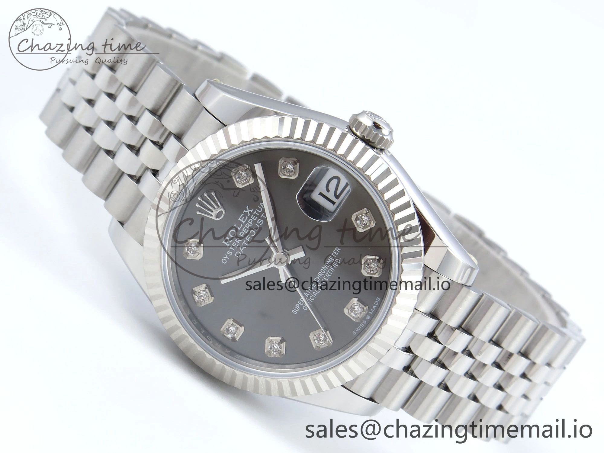DateJust 31 278274 ARF 1:1 Best Edition 904L Steel Gray Diamonds Dial on SS Jubilee Bracelet ETA 2688