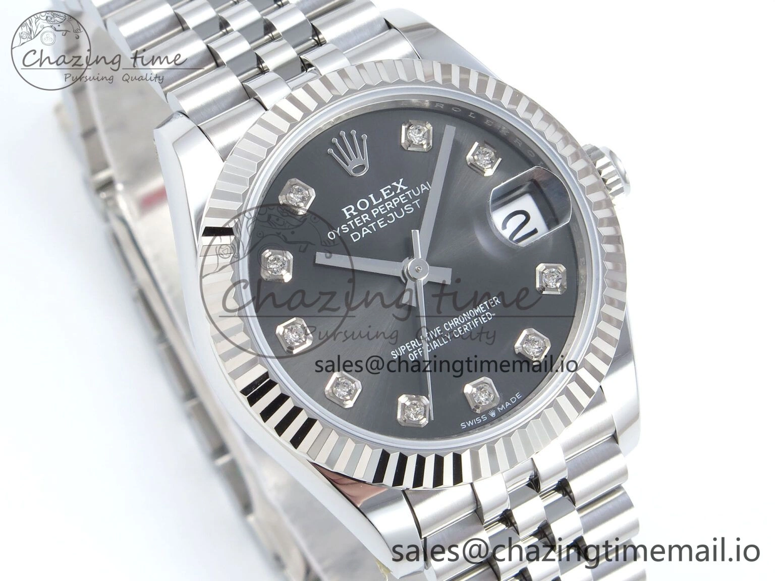 DateJust 31 278274 ARF 1:1 Best Edition 904L Steel Gray Diamonds Dial on SS Jubilee Bracelet ETA 2688