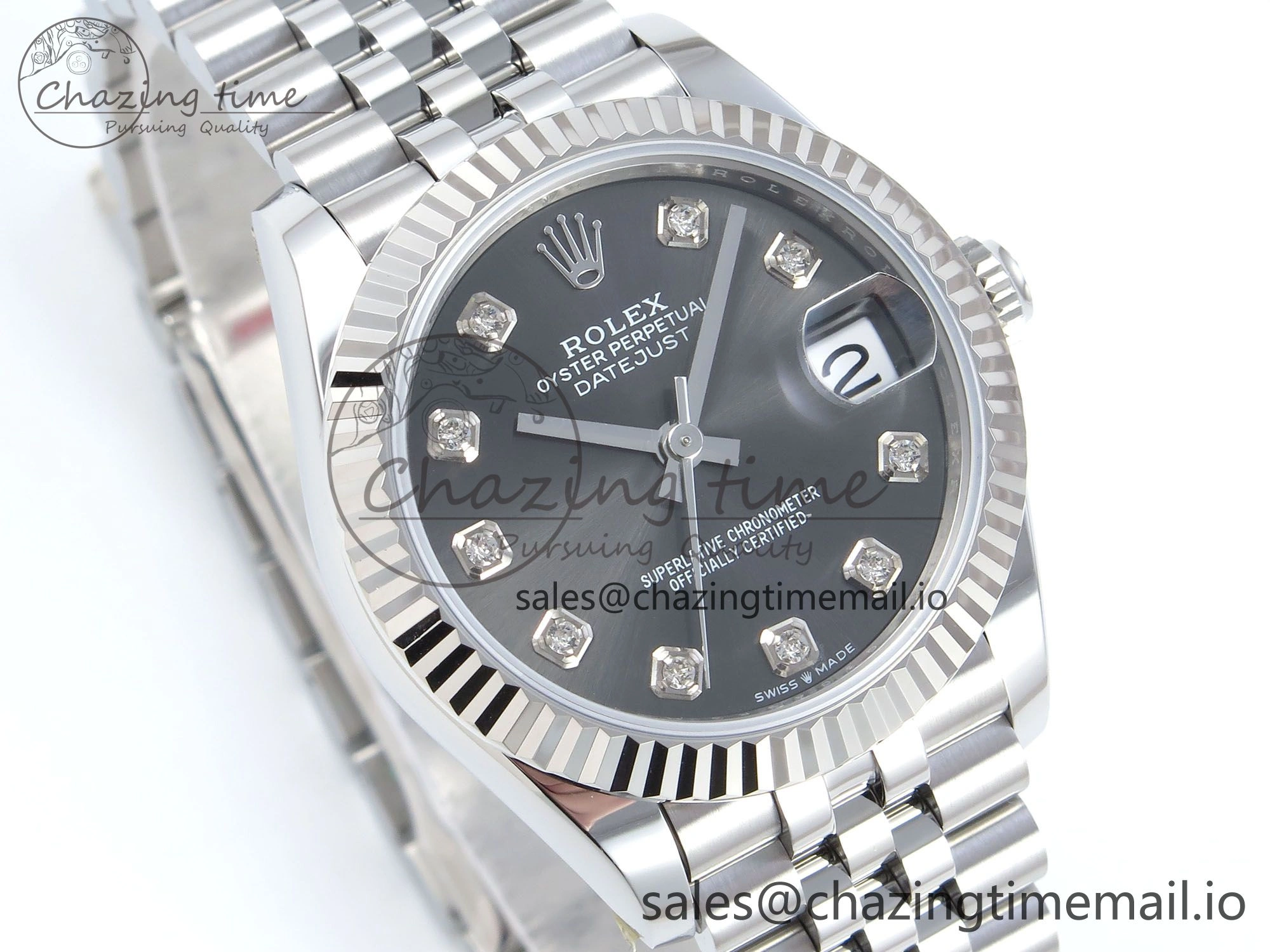 DateJust 31 278274 ARF 1:1 Best Edition 904L Steel Gray Diamonds Dial on SS Jubilee Bracelet ETA 2688