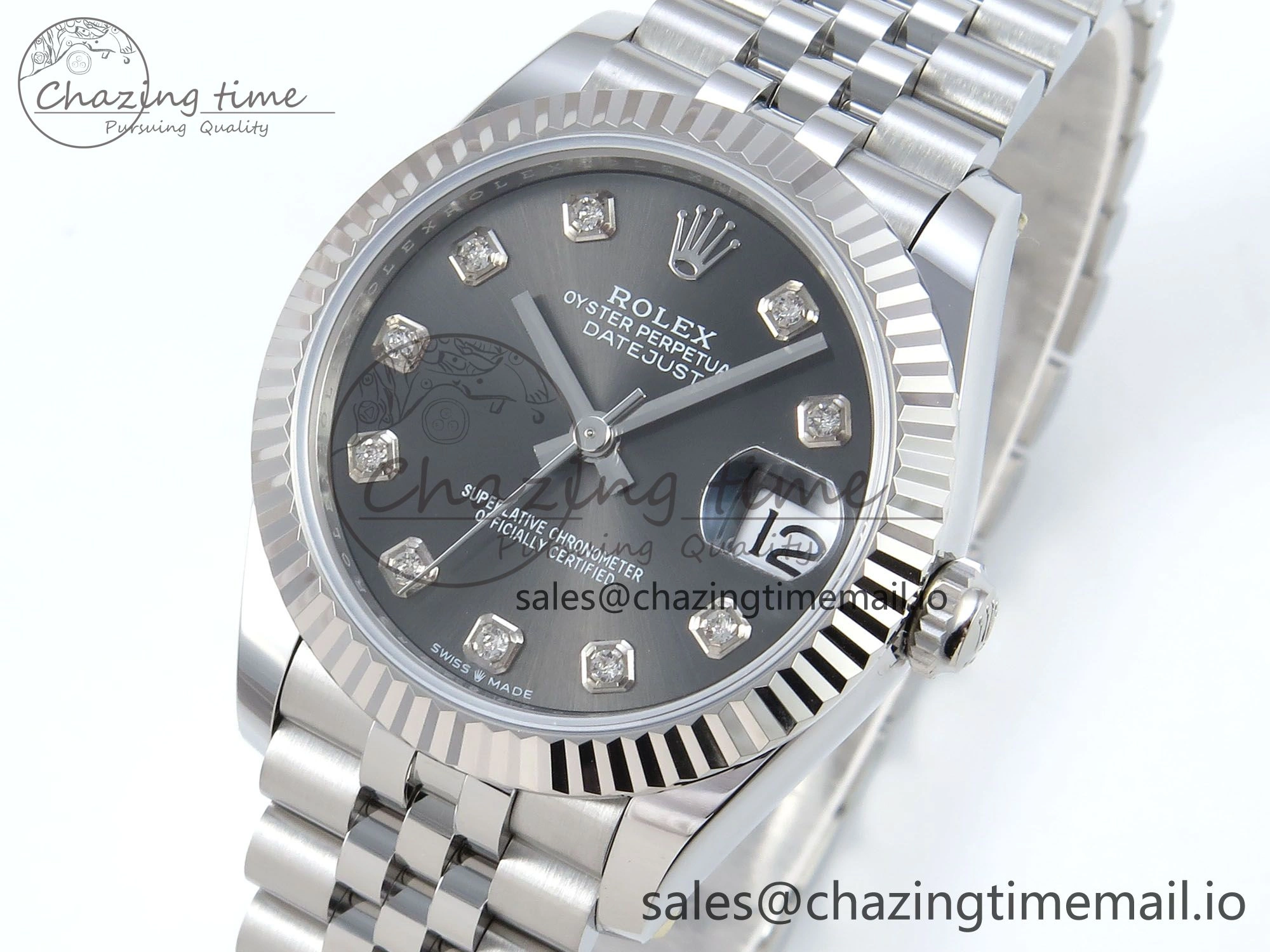 DateJust 31 278274 ARF 1:1 Best Edition 904L Steel Gray Diamonds Dial on SS Jubilee Bracelet ETA 2688
