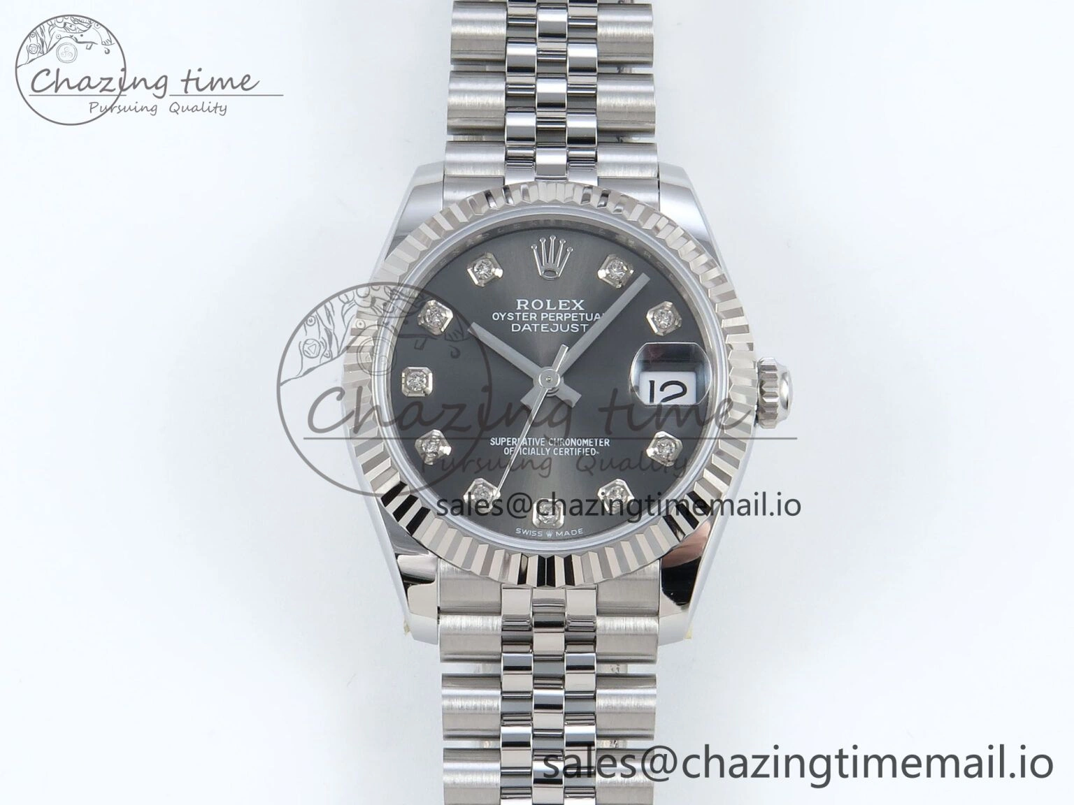 DateJust 31 278274 ARF 1:1 Best Edition 904L Steel Gray Diamonds Dial on SS Jubilee Bracelet ETA 2688