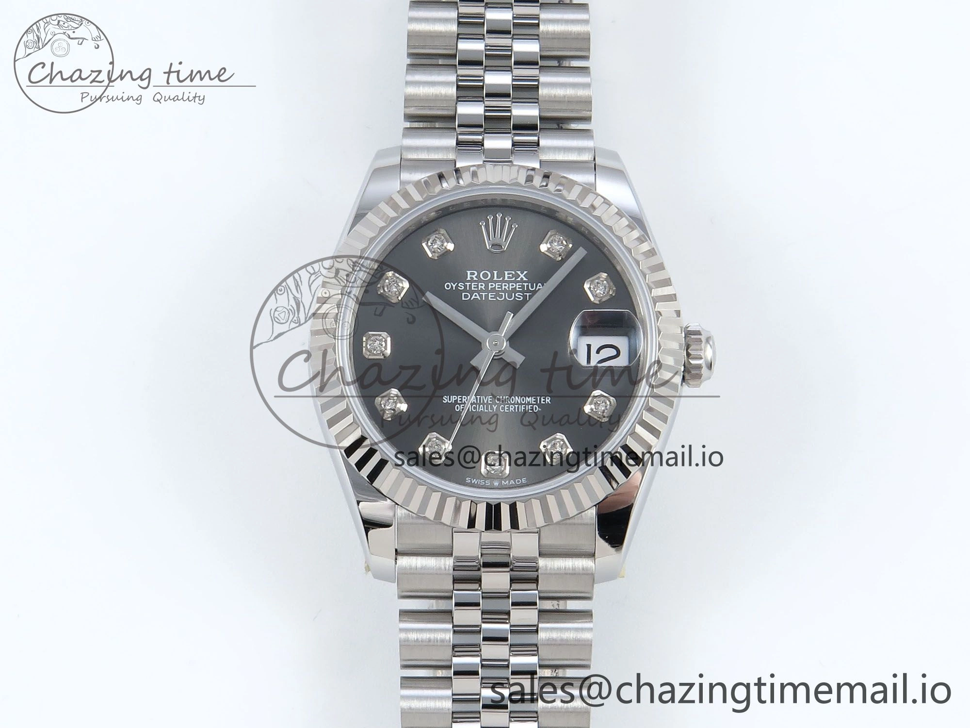 DateJust 31 278274 ARF 1:1 Best Edition 904L Steel Gray Diamonds Dial on SS Jubilee Bracelet ETA 2688