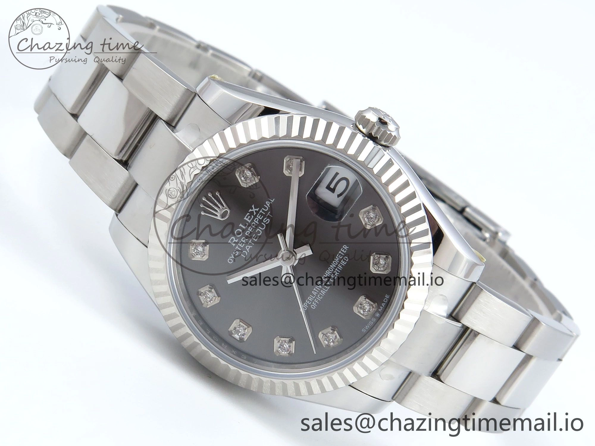 DateJust 31 278274 ARF 1:1 Best Edition 904L Steel Gray Diamonds Dial on SS Oyster Bracelet ETA 2688