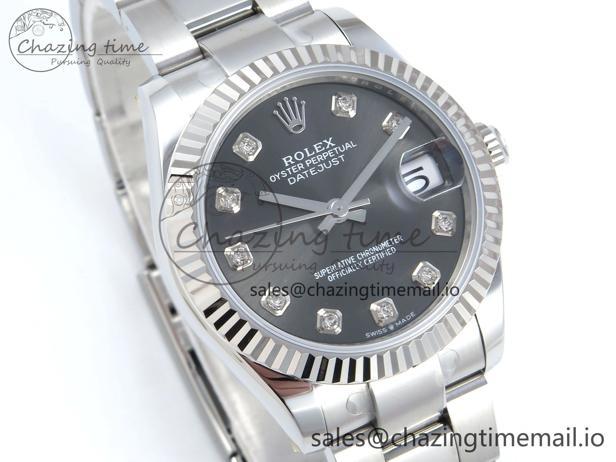 DateJust 31 278274 ARF 1:1 Best Edition 904L Steel Gray Diamonds Dial on SS Oyster Bracelet ETA 2688