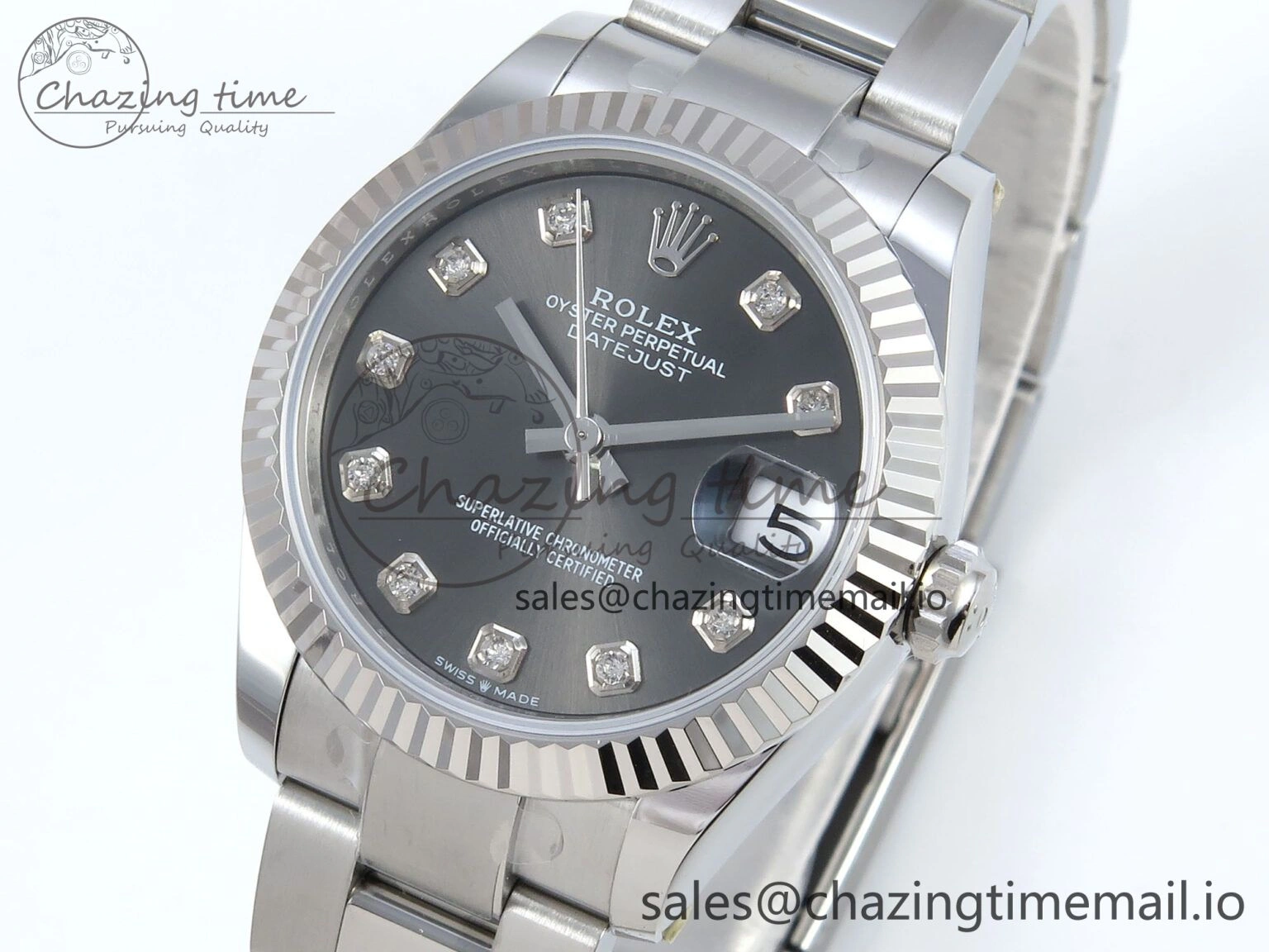 DateJust 31 278274 ARF 1:1 Best Edition 904L Steel Gray Diamonds Dial on SS Oyster Bracelet ETA 2688
