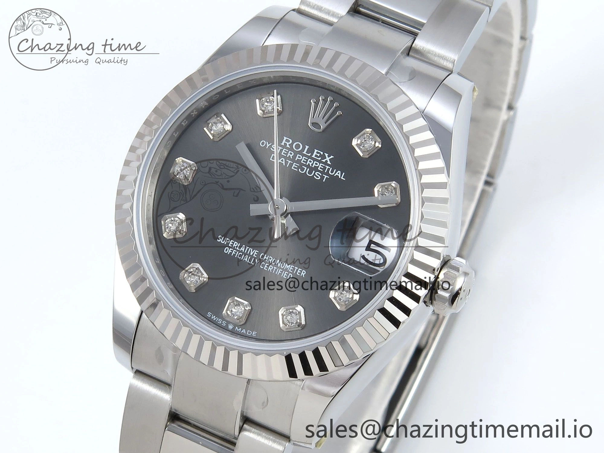 DateJust 31 278274 ARF 1:1 Best Edition 904L Steel Gray Diamonds Dial on SS Oyster Bracelet ETA 2688