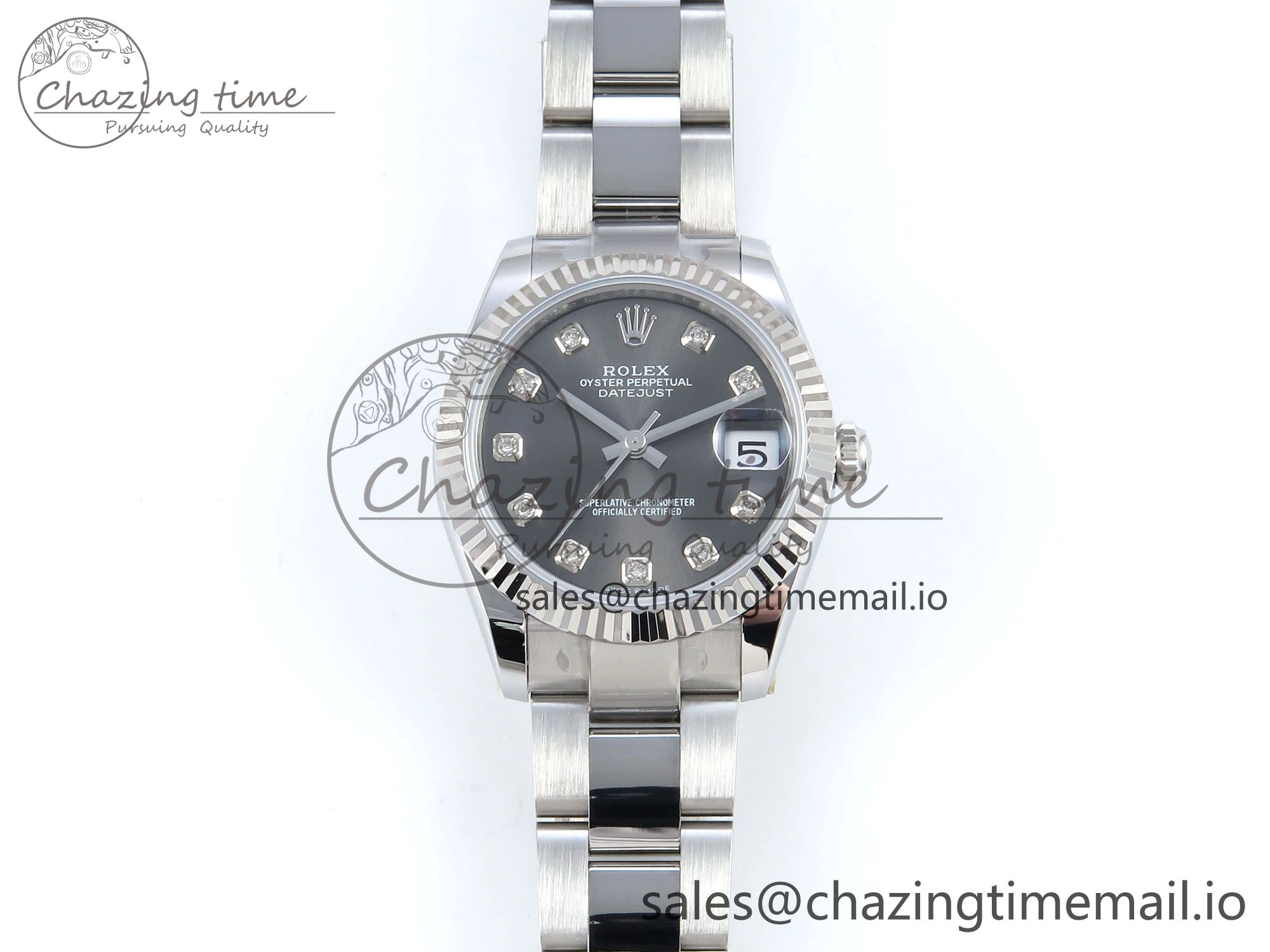 DateJust 31 278274 ARF 1:1 Best Edition 904L Steel Gray Diamonds Dial on SS Oyster Bracelet ETA 2688