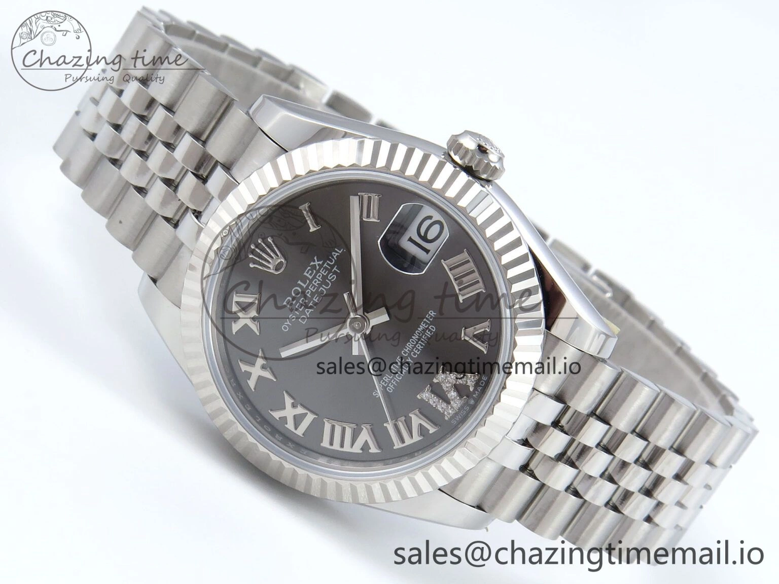 DateJust 31 278274 ARF 1:1 Best Edition 904L Steel Gray Roman Diamonds Dial on SS Jubilee Bracelet ETA 2688