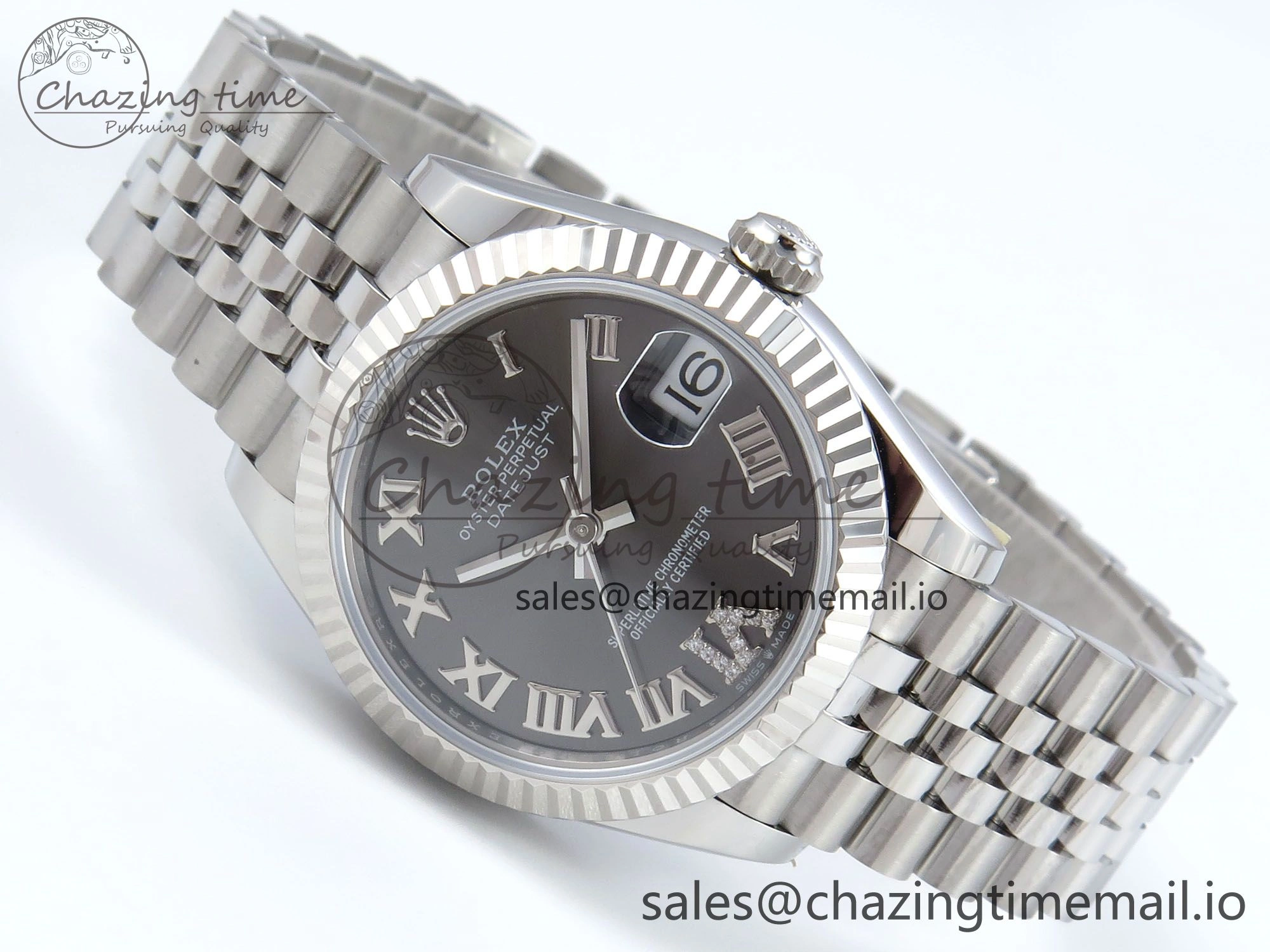 DateJust 31 278274 ARF 1:1 Best Edition 904L Steel Gray Roman Diamonds Dial on SS Jubilee Bracelet ETA 2688
