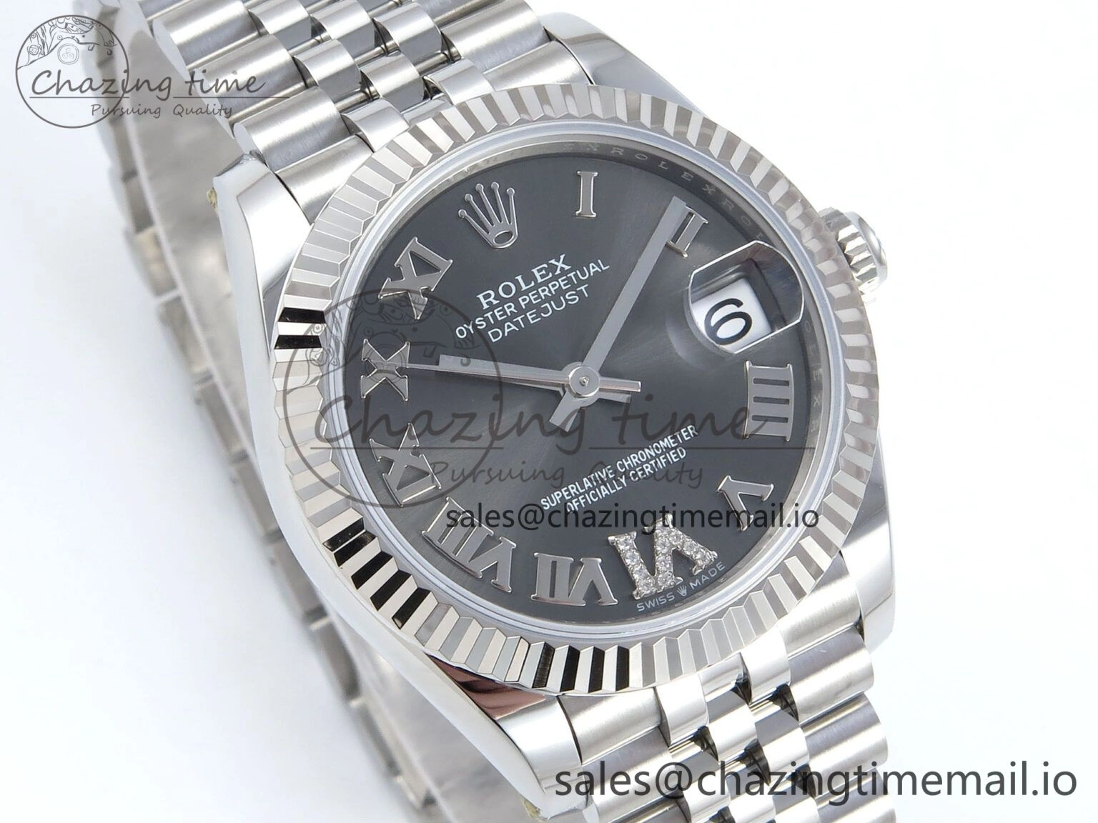 DateJust 31 278274 ARF 1:1 Best Edition 904L Steel Gray Roman Diamonds Dial on SS Jubilee Bracelet ETA 2688