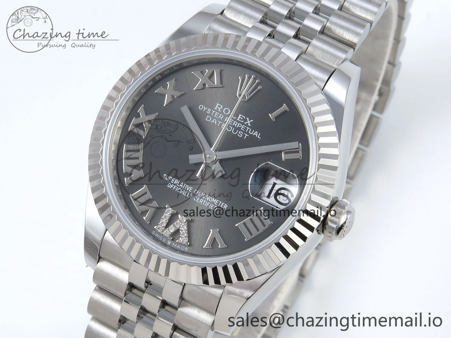 DateJust 31 278274 ARF 1:1 Best Edition 904L Steel Gray Roman Diamonds Dial on SS Jubilee Bracelet ETA 2688