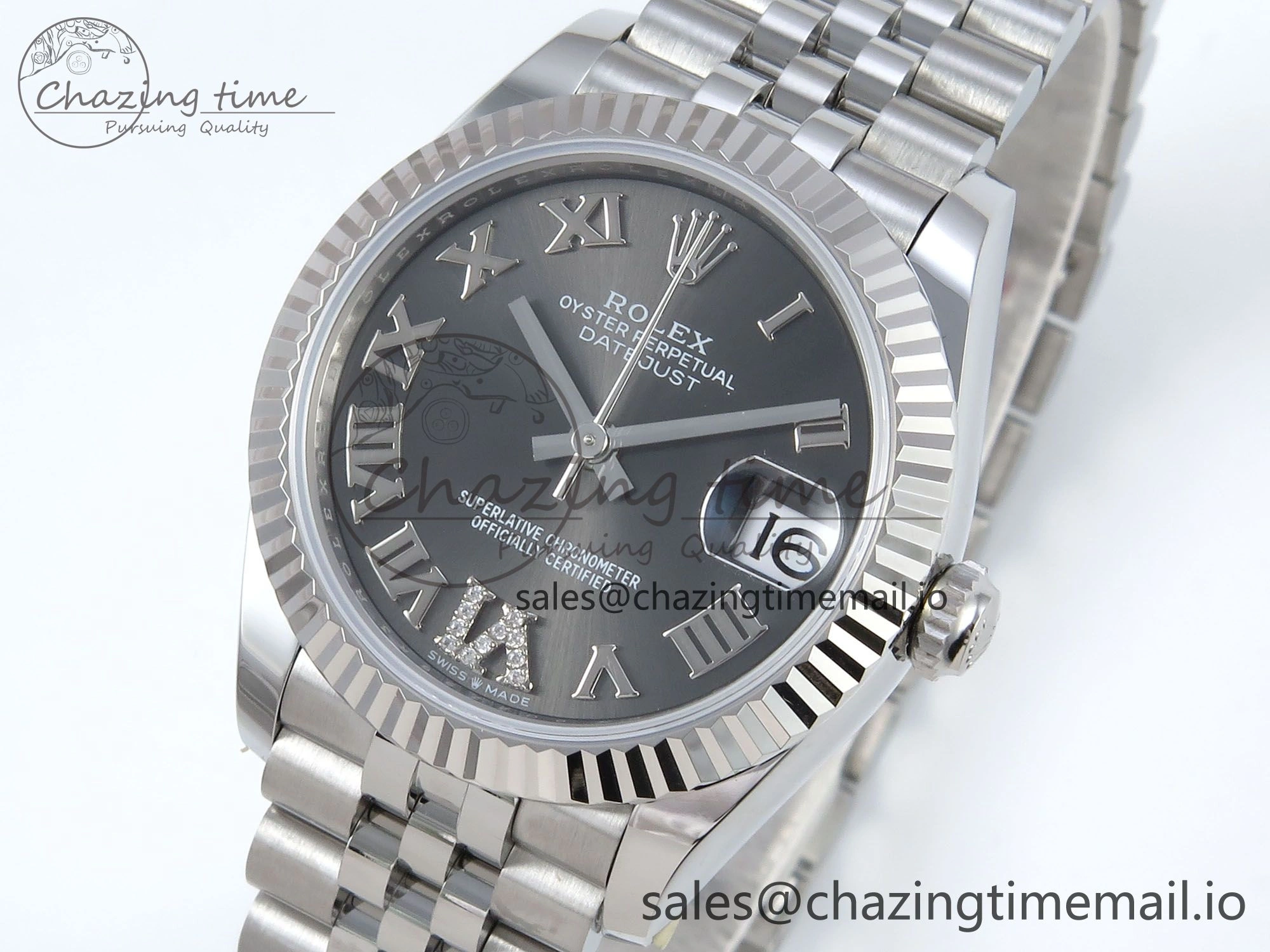 DateJust 31 278274 ARF 1:1 Best Edition 904L Steel Gray Roman Diamonds Dial on SS Jubilee Bracelet ETA 2688