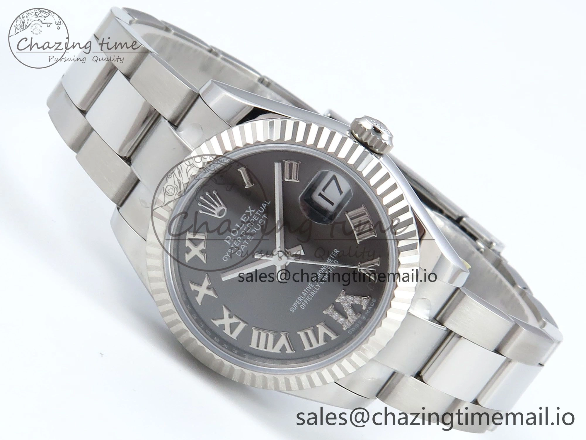 DateJust 31 278274 ARF 1:1 Best Edition 904L Steel Gray Roman Diamonds Dial on SS Oyster Bracelet ETA 2688