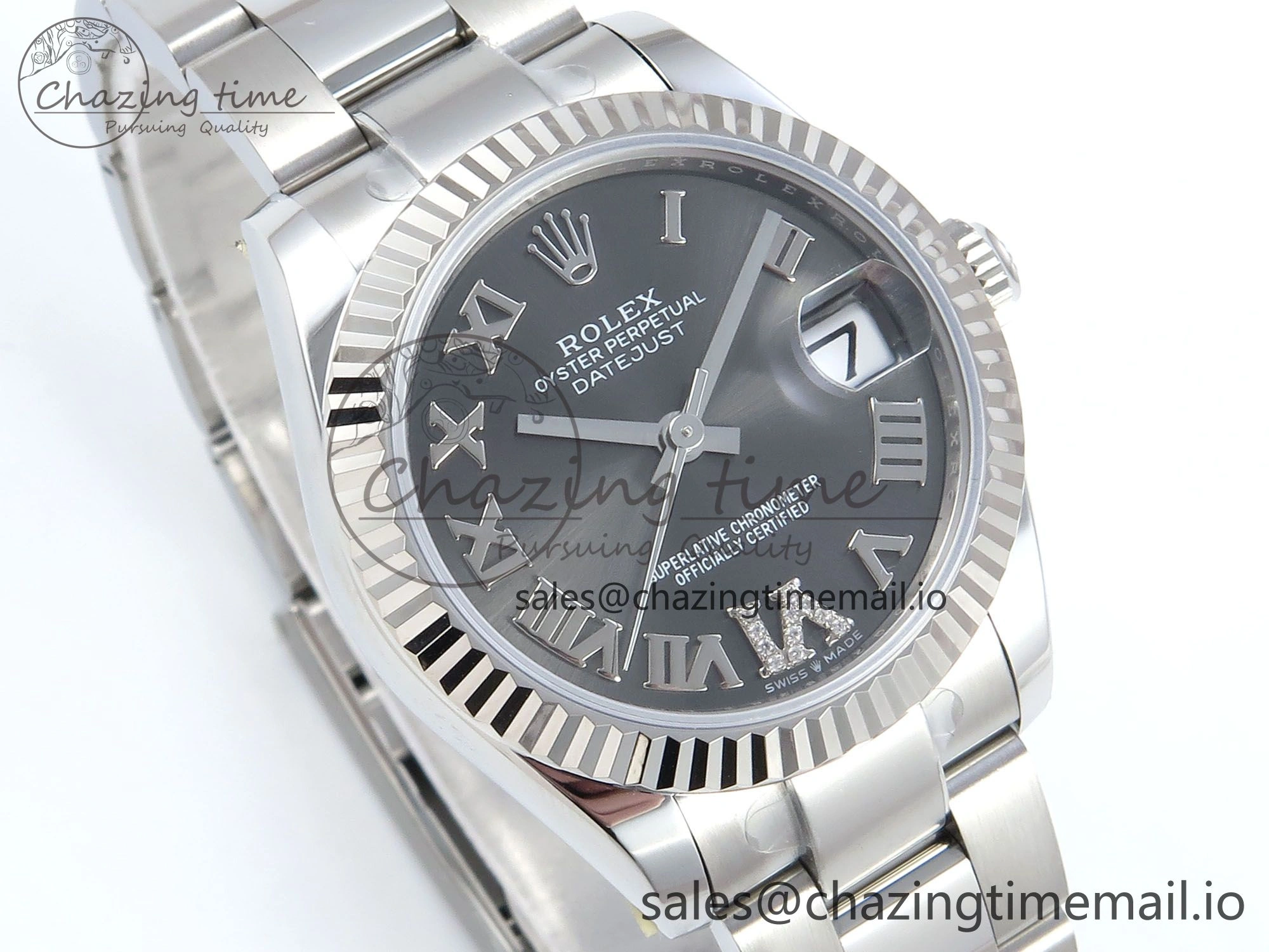 DateJust 31 278274 ARF 1:1 Best Edition 904L Steel Gray Roman Diamonds Dial on SS Oyster Bracelet ETA 2688