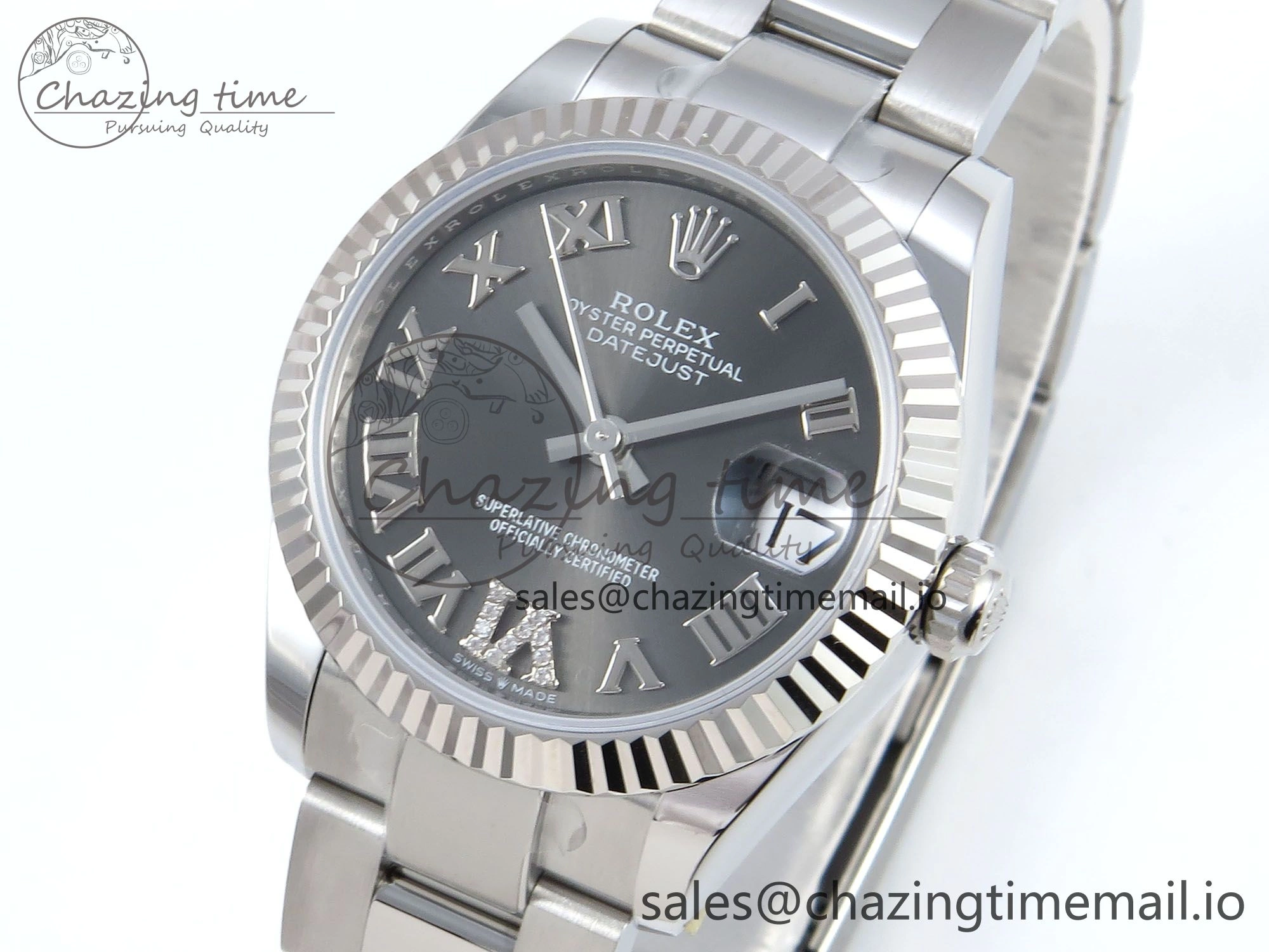 DateJust 31 278274 ARF 1:1 Best Edition 904L Steel Gray Roman Diamonds Dial on SS Oyster Bracelet ETA 2688