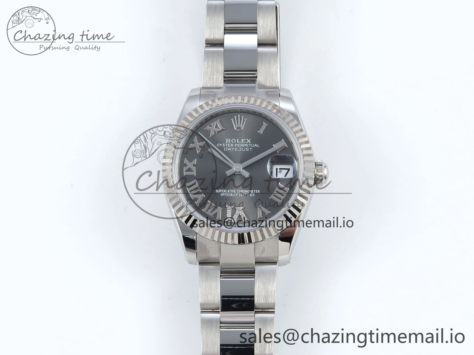 DateJust 31 278274 ARF 1:1 Best Edition 904L Steel Gray Roman Diamonds Dial on SS Oyster Bracelet ETA 2688