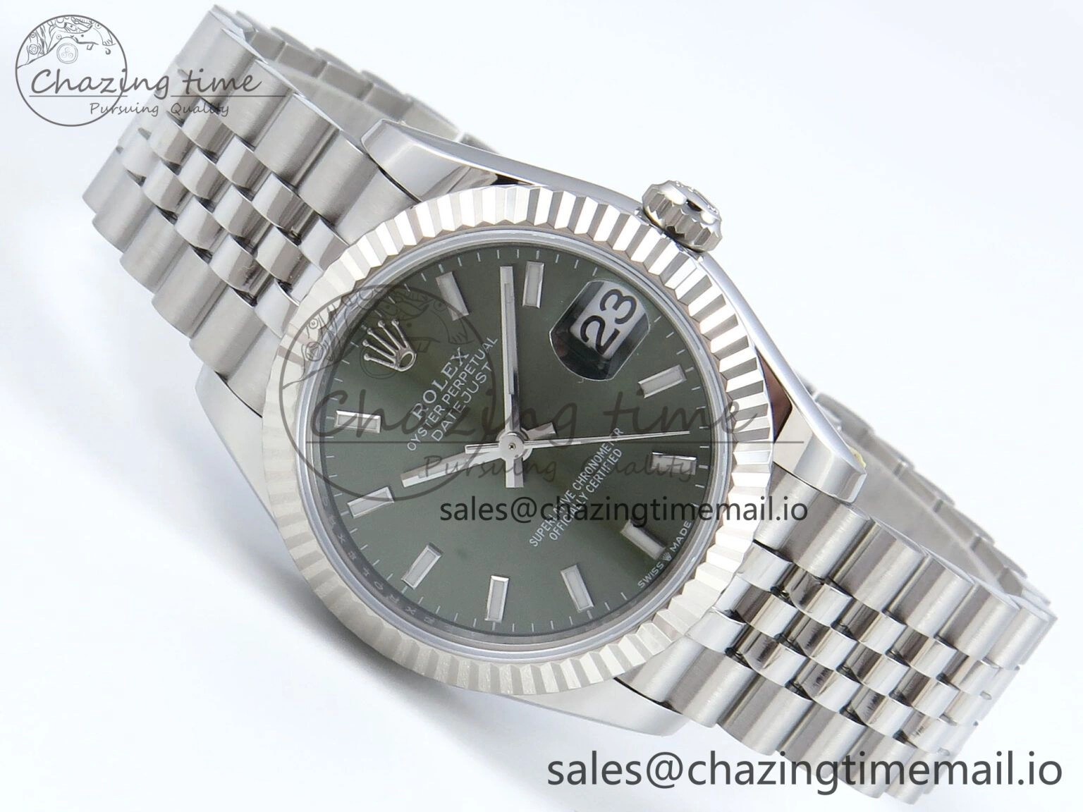 DateJust 31 278274 ARF 1:1 Best Edition 904L Steel Green Dial Stick Marker on SS Jubilee Bracelet ETA 2688