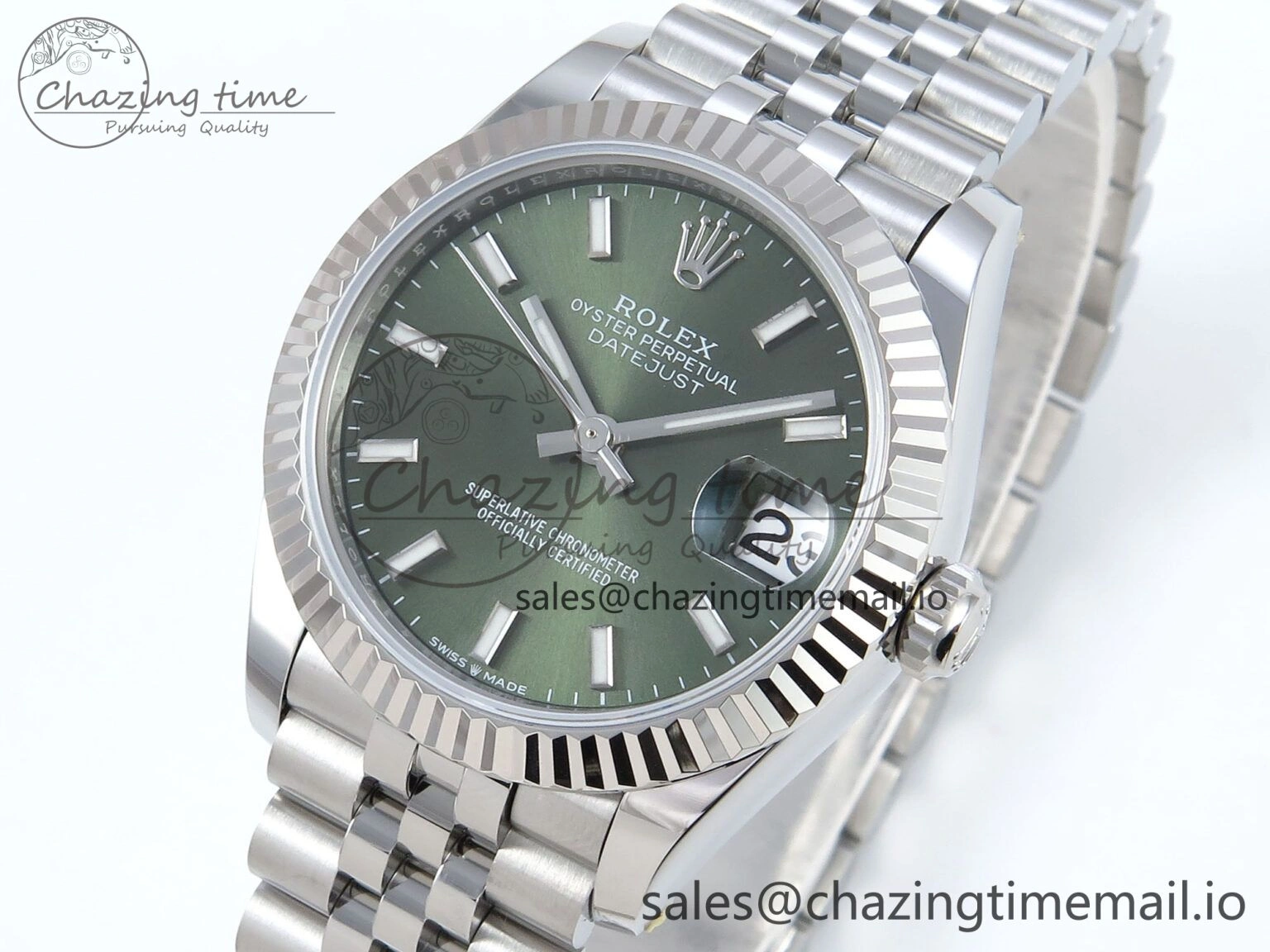 DateJust 31 278274 ARF 1:1 Best Edition 904L Steel Green Dial Stick Marker on SS Jubilee Bracelet ETA 2688