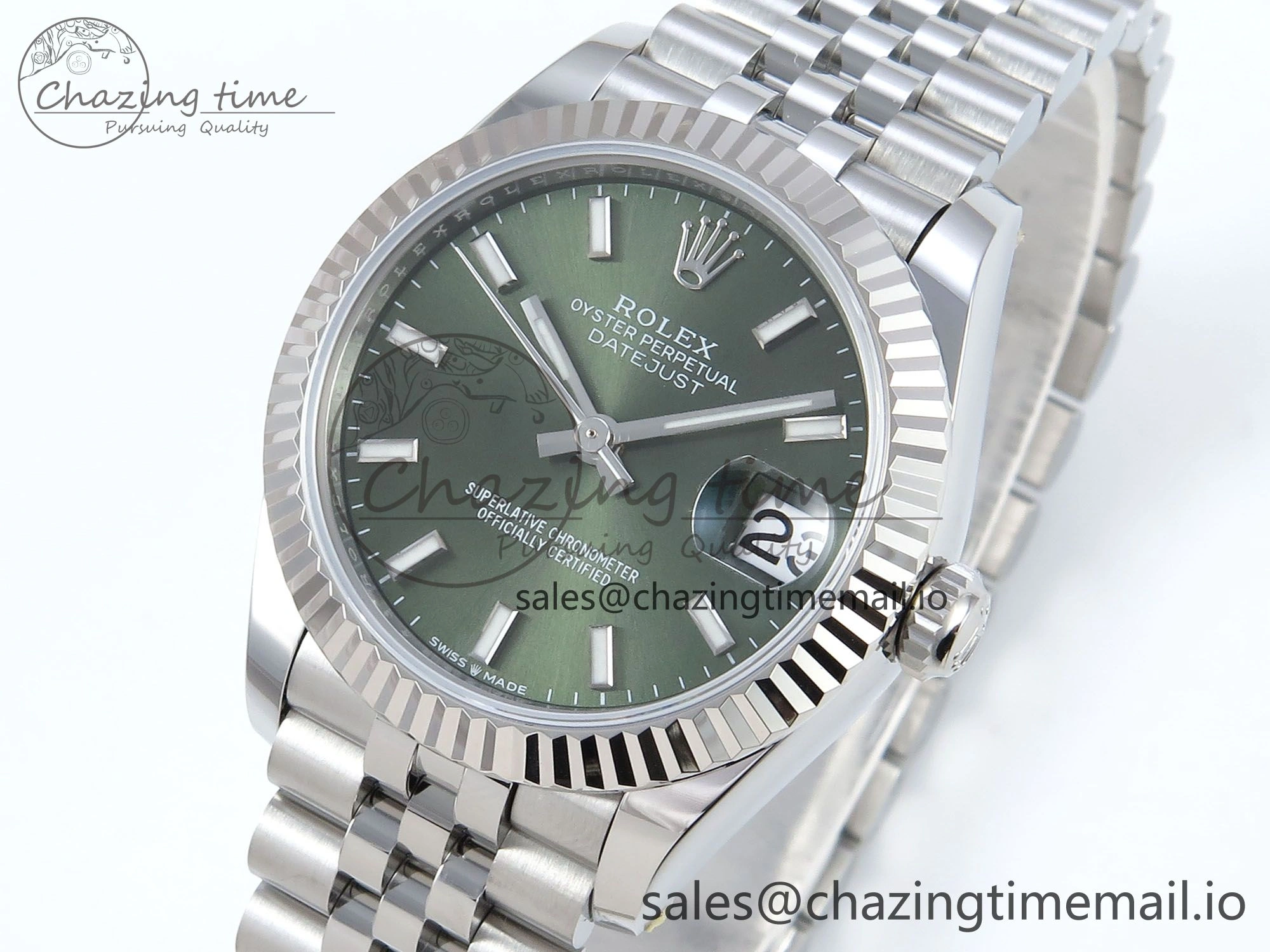 DateJust 31 278274 ARF 1:1 Best Edition 904L Steel Green Dial Stick Marker on SS Jubilee Bracelet ETA 2688